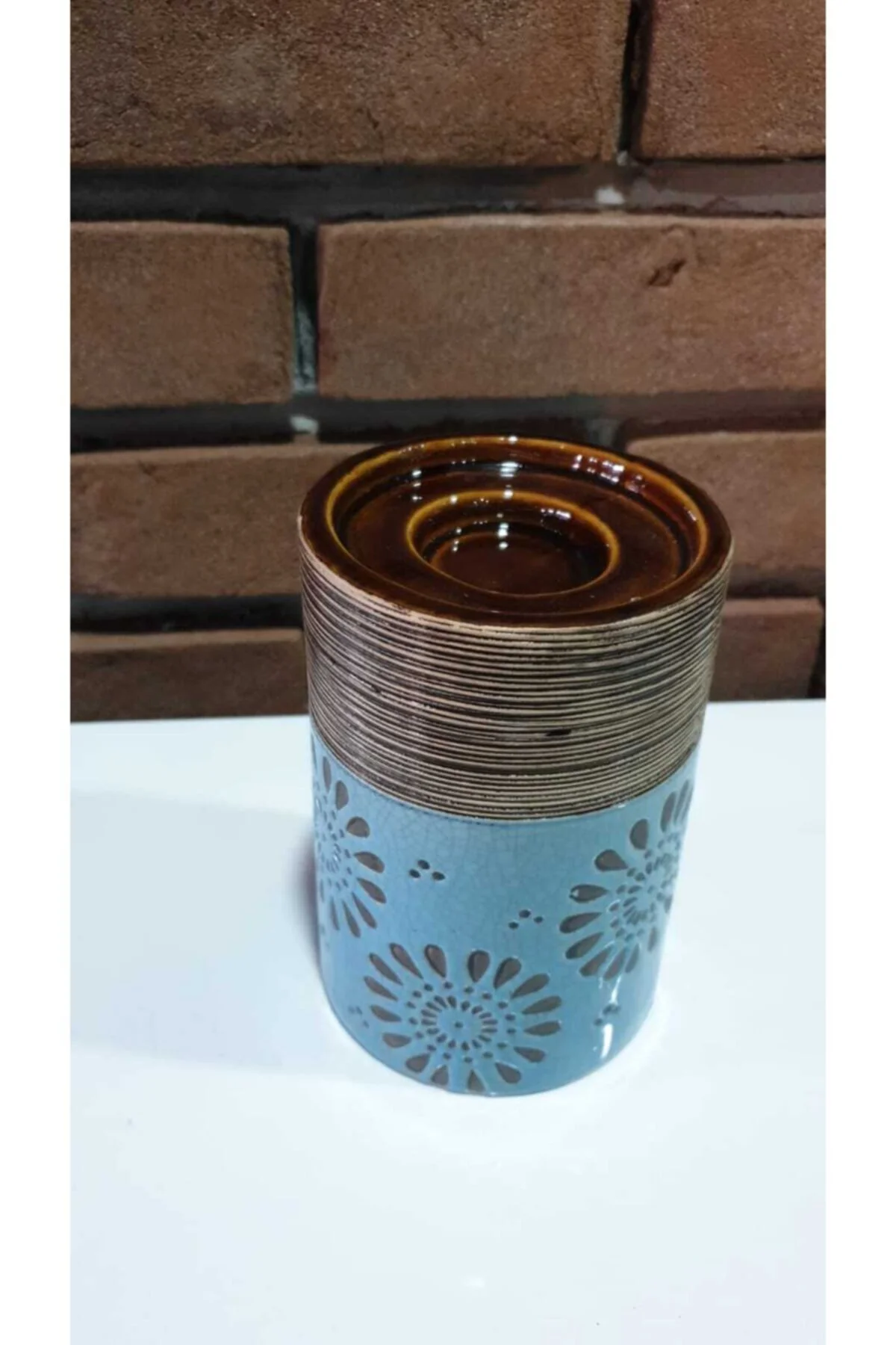 Seramik Silindir Mumluk 15 Cm