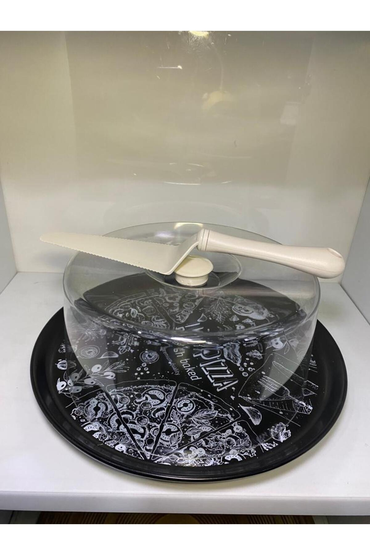 Elif Aksesuar Seramik Spatulalı Desenli Kek Fanusu