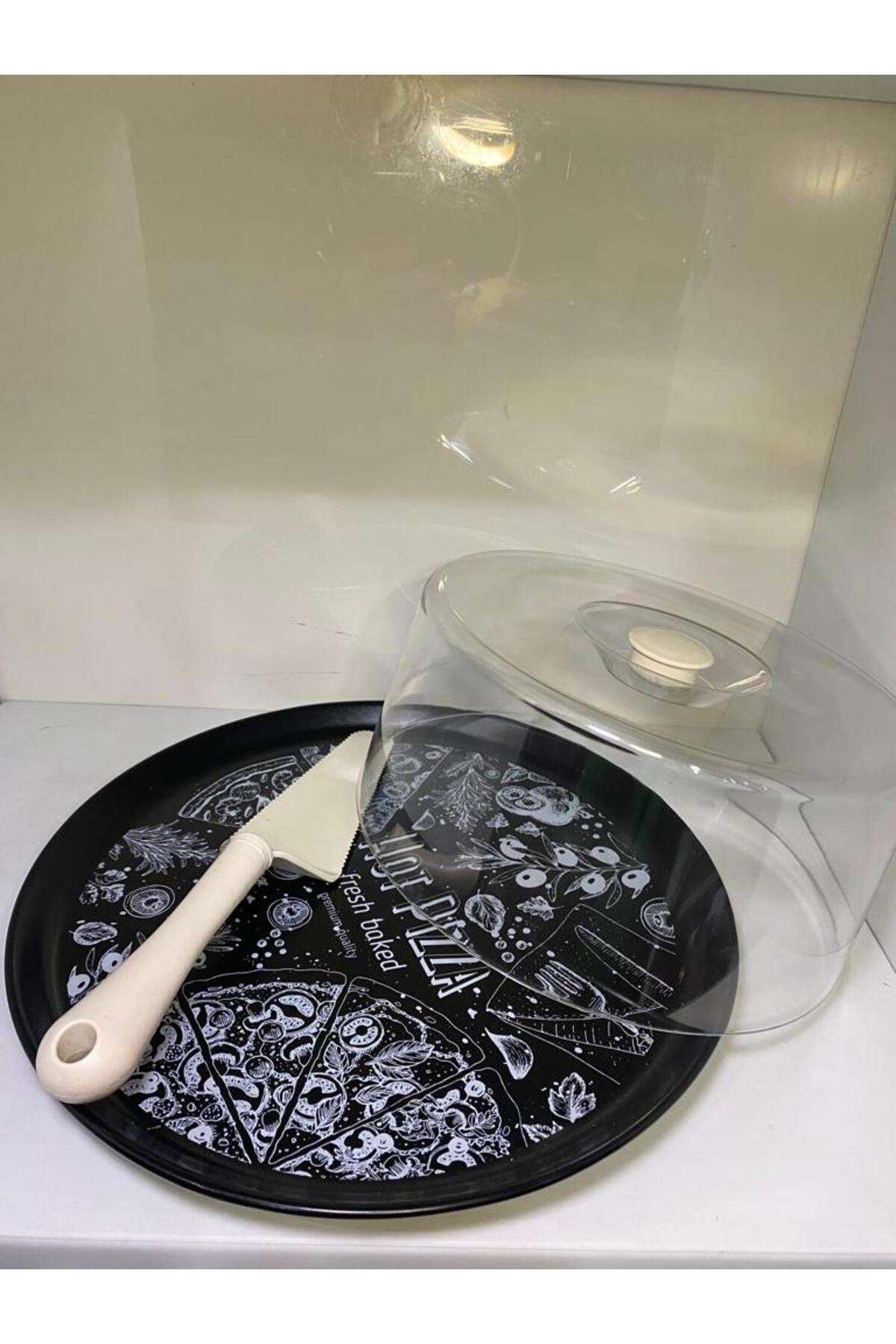 Elif Aksesuar Seramik Spatulalı Desenli Kek Fanusu