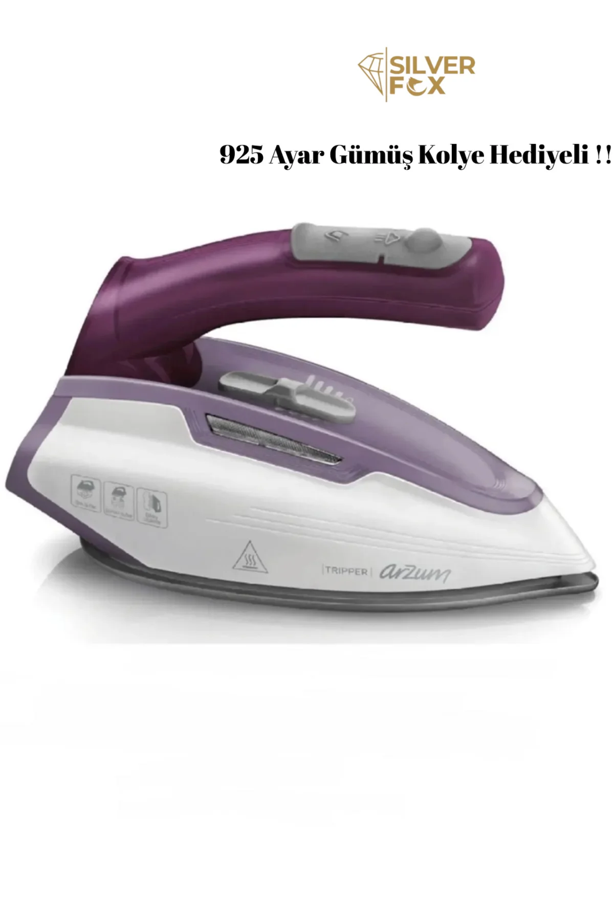 Seramik Tabanlı 1150 Watt Seyahat Ütüsü & SILVERFOX Kolye Hediyel