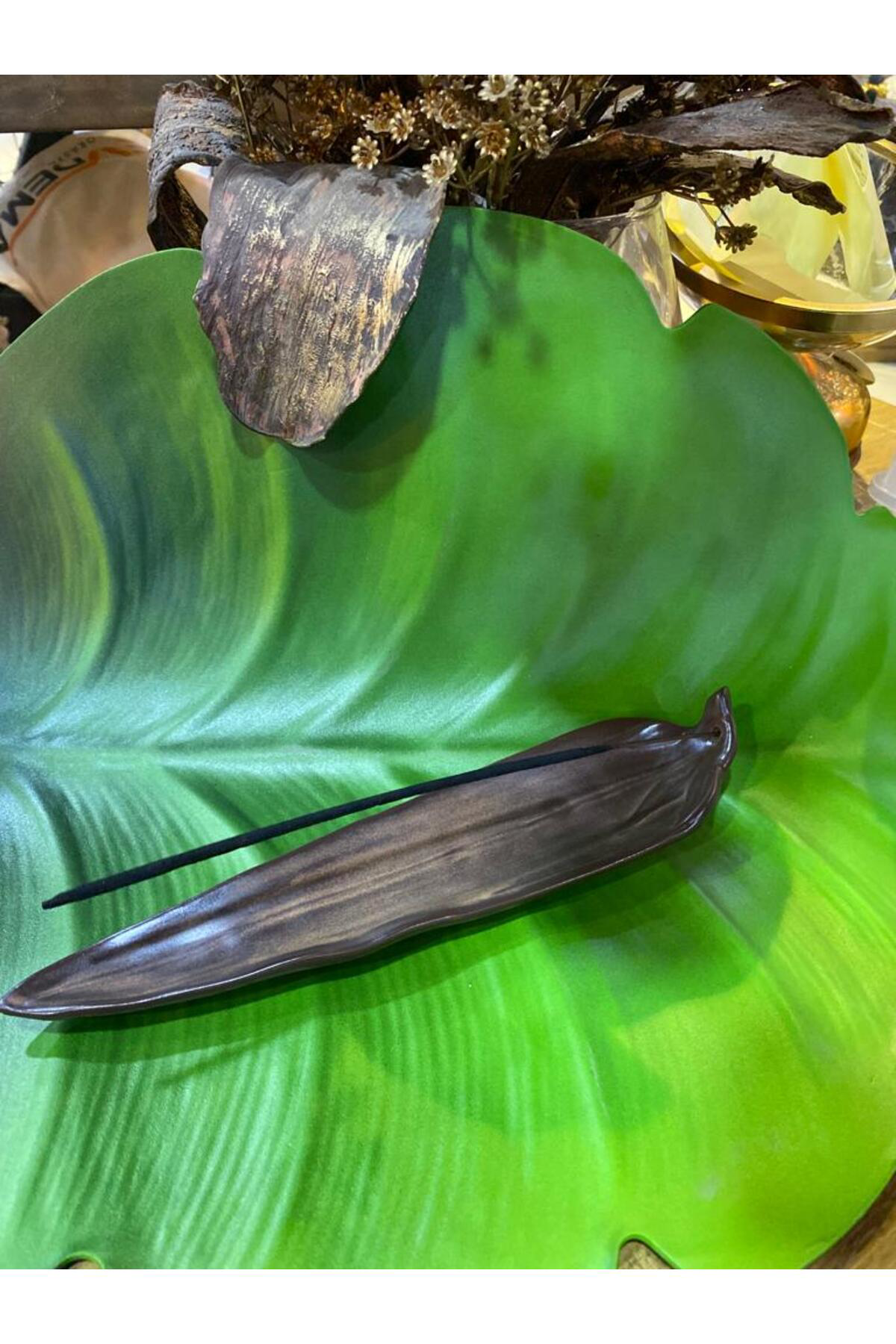 Elif Aksesuar Seramik Yaprak Tütsü Kayığı 3