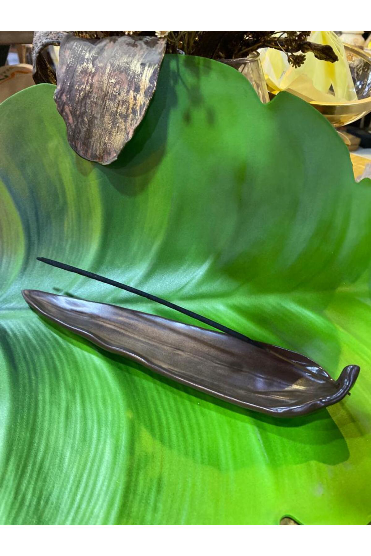 Elif Aksesuar Seramik Yaprak Tütsü Kayığı 3