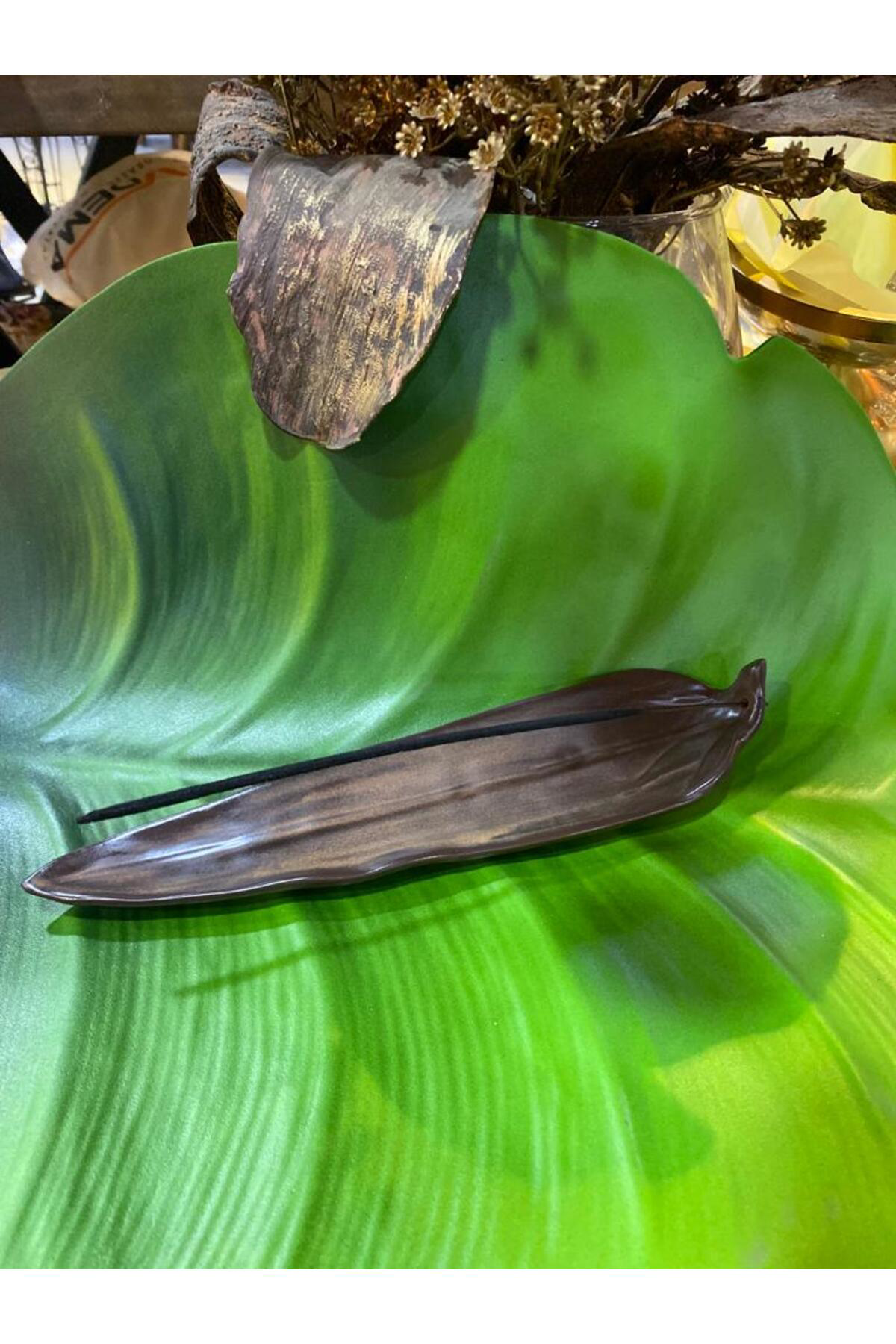 Elif Aksesuar Seramik Yaprak Tütsü Kayığı 3