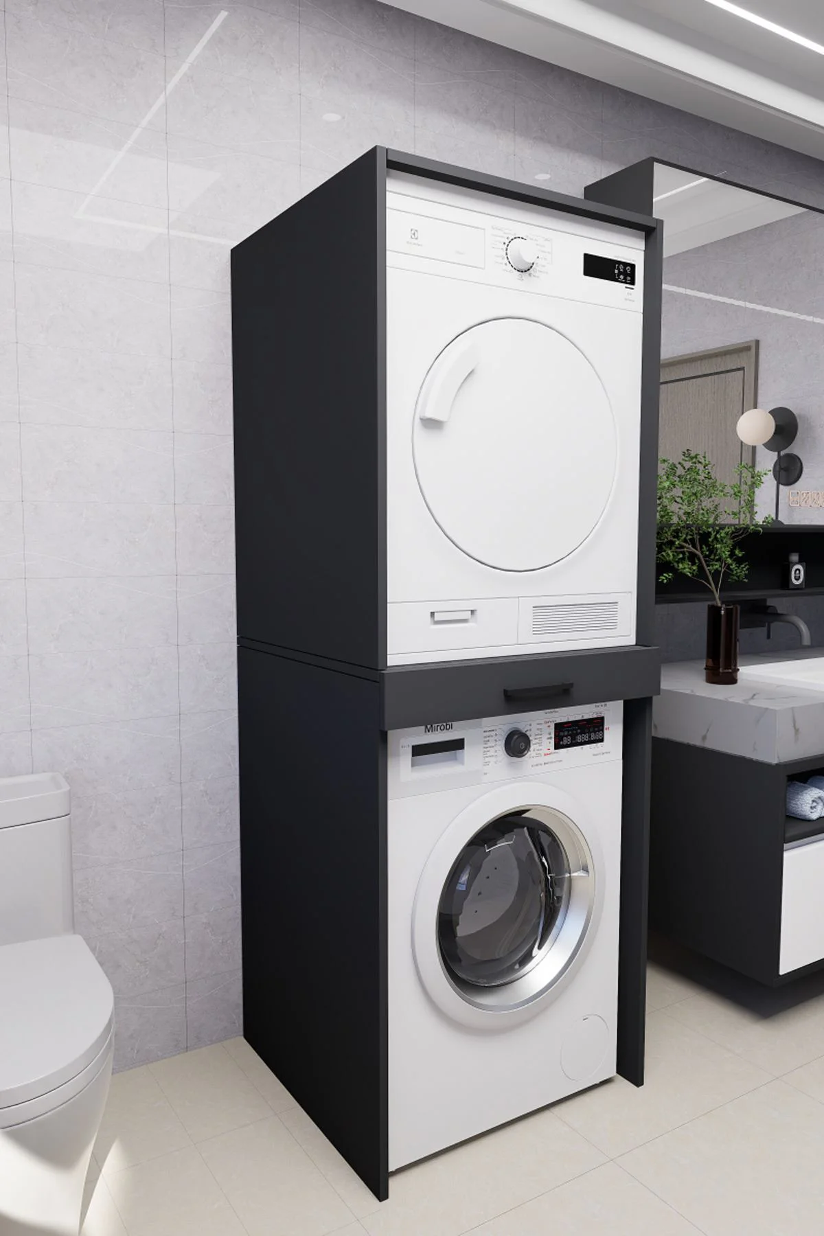 Serenity Banyo Dolabı Çamaşır ve Kurutma Makinesi Dolabı Antrasit