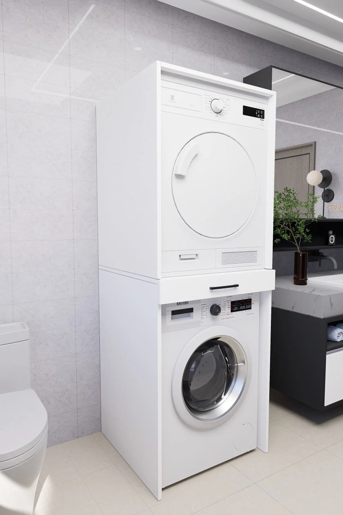 Serenity Banyo Dolabı Çamaşır ve Kurutma Makinesi Dolabı Beyaz