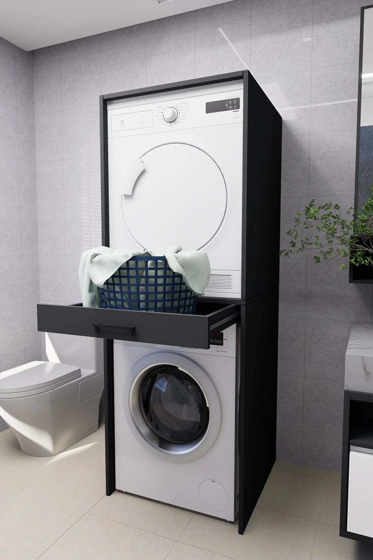 Serenity Banyo Dolabı Çamaşır ve Kurutma Makinesi Dolabı Antrasit