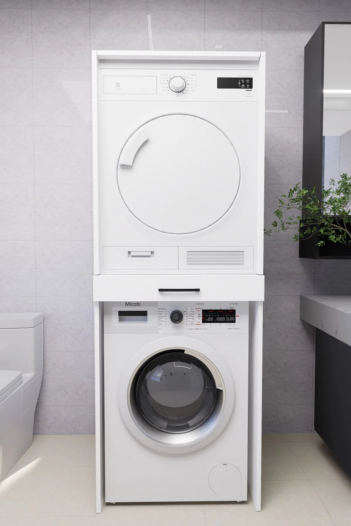 Serenity Banyo Dolabı Çamaşır ve Kurutma Makinesi Dolabı Beyaz