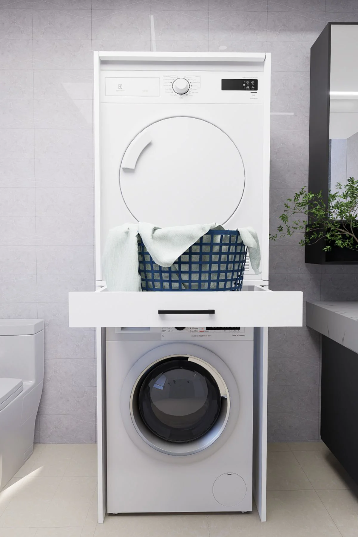 Serenity Banyo Dolabı Çamaşır ve Kurutma Makinesi Dolabı Beyaz