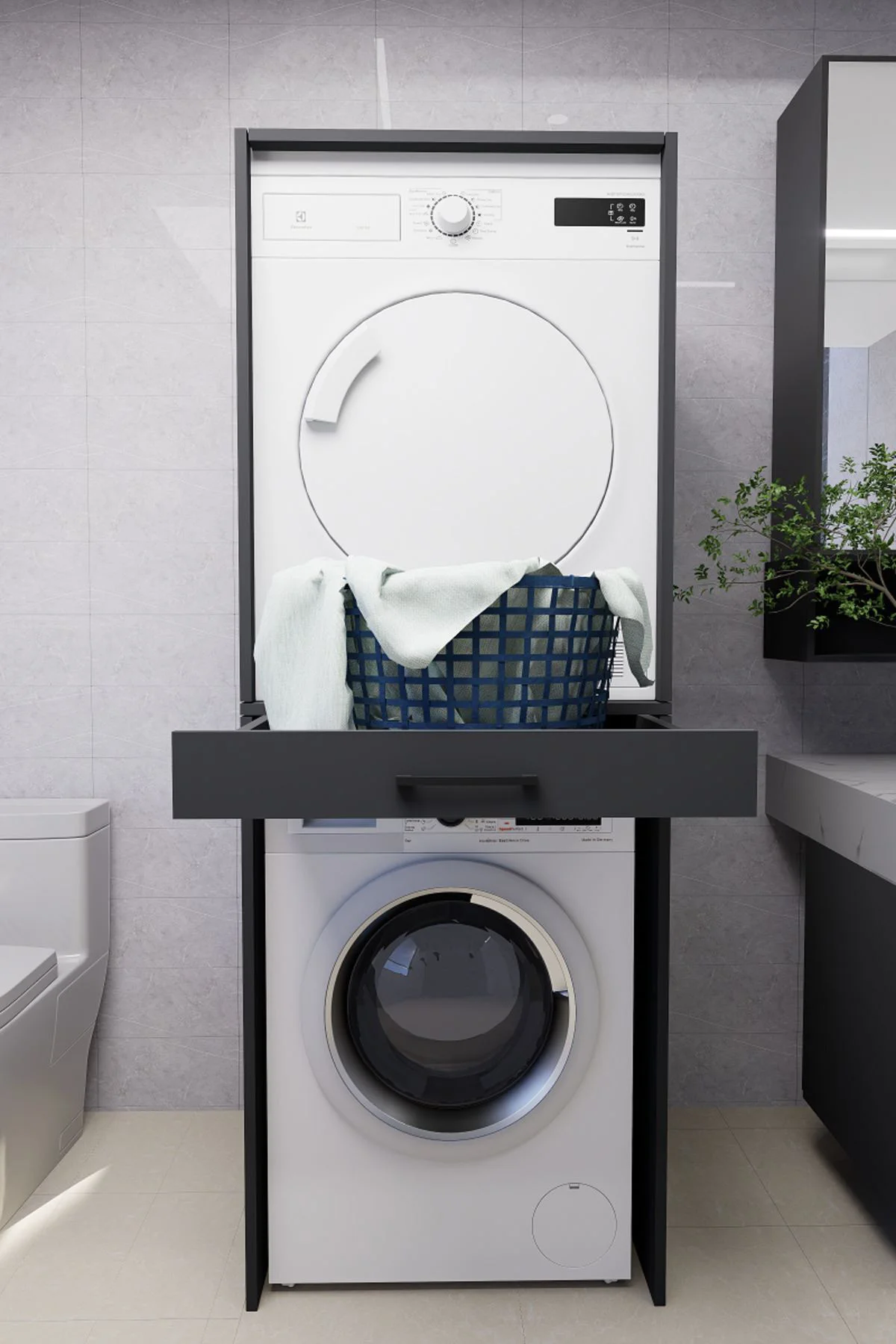 Serenity Banyo Dolabı Çamaşır ve Kurutma Makinesi Dolabı Antrasit