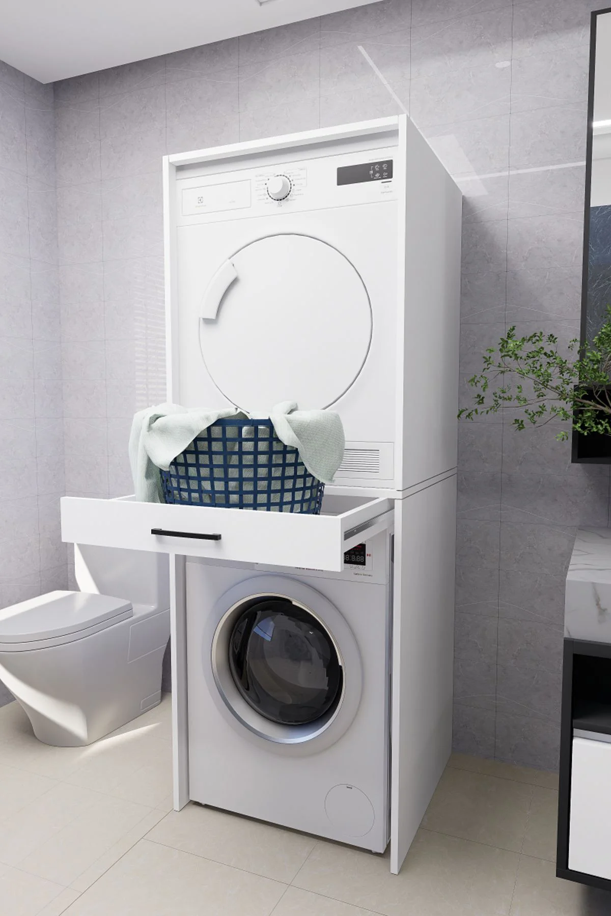 Serenity Banyo Dolabı Çamaşır ve Kurutma Makinesi Dolabı Beyaz