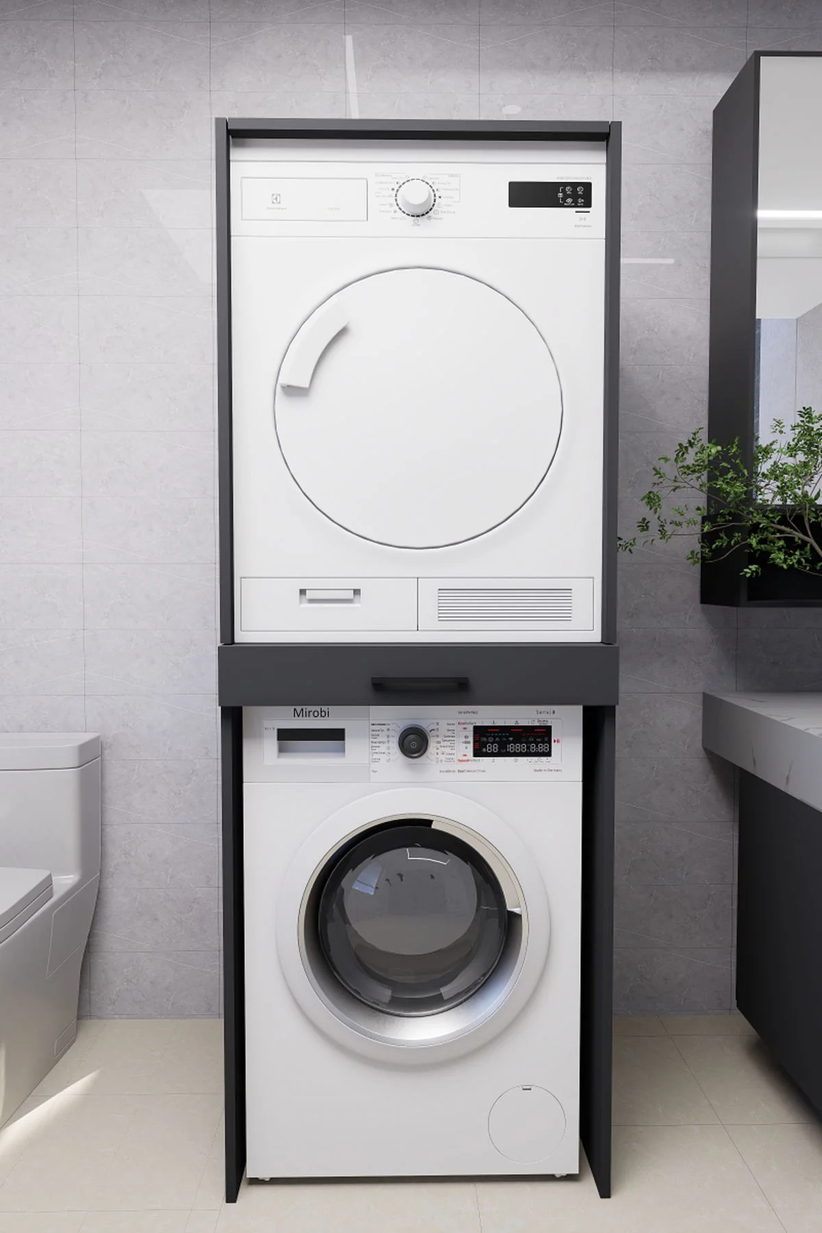 Serenity Banyo Dolabı Çamaşır ve Kurutma Makinesi Dolabı Antrasit