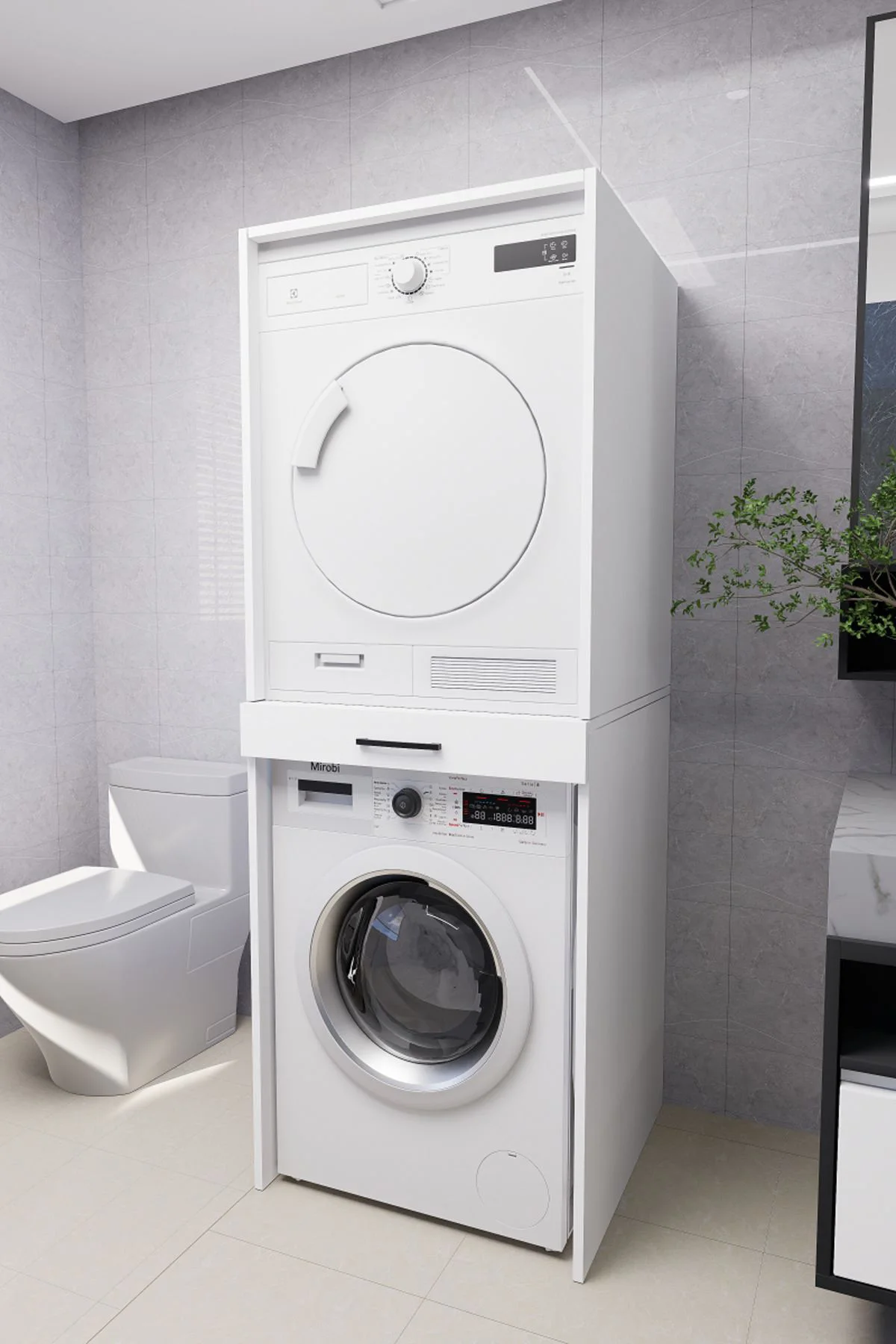 Serenity Banyo Dolabı Çamaşır ve Kurutma Makinesi Dolabı Beyaz