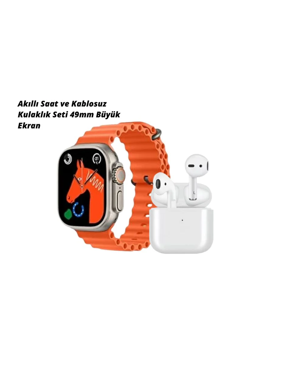 SERİ 9 SET Akıllı Saat ve Kablosuz Kulaklık Seti - 45mm Gümüş, Sağlık Takibi