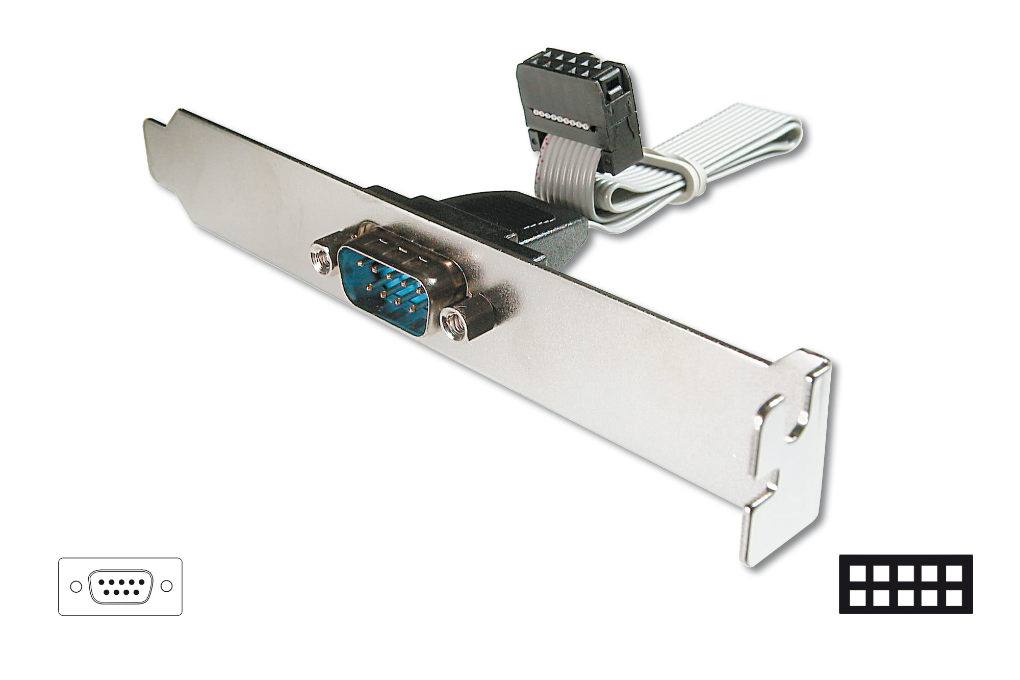Seri Tip Slot Bracket Bağlantı Kablosu, D-Sub9 Erkek - IDC 2x5pin