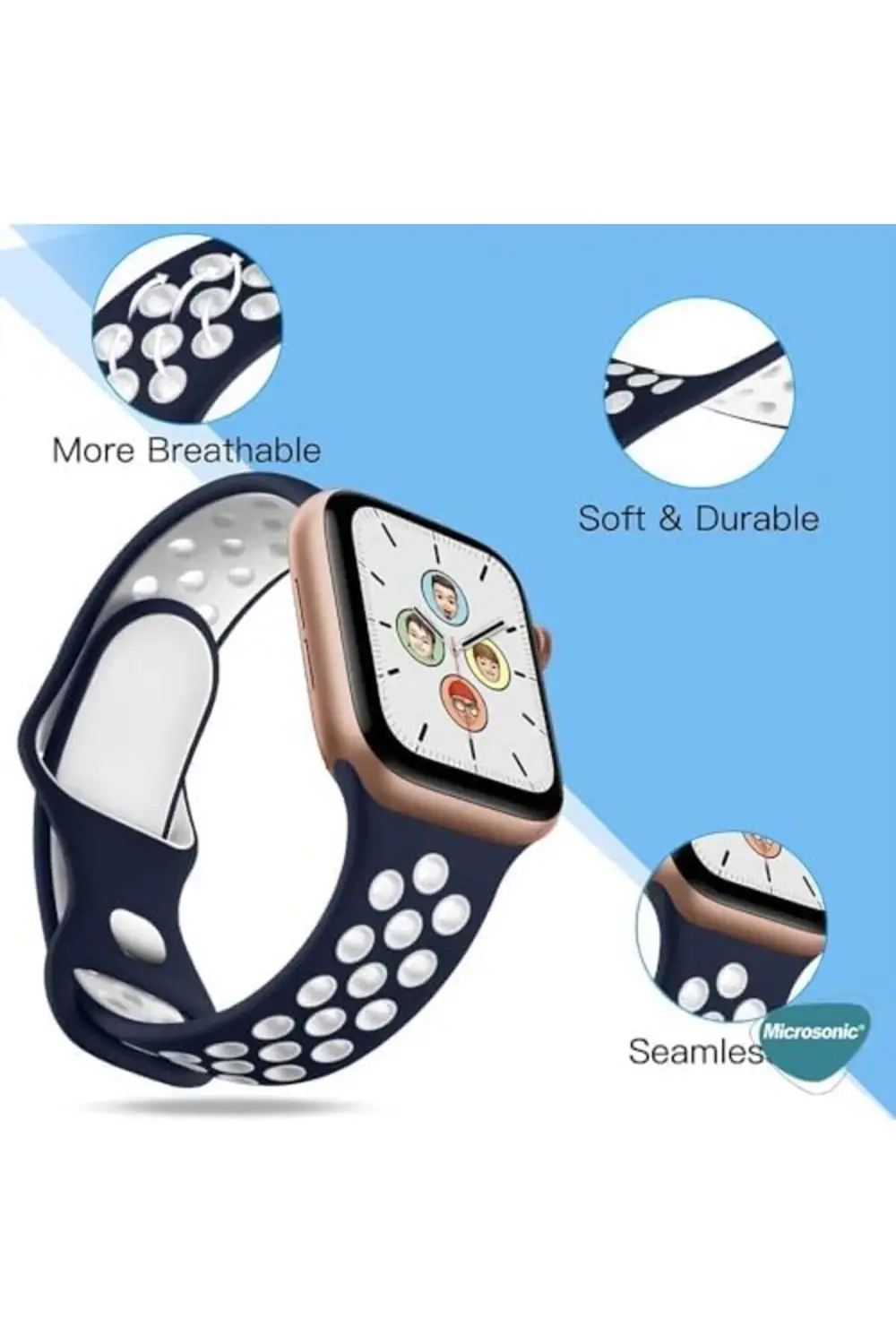 Series 7 45mm için Kordon Sport Kayış Siyah 395519