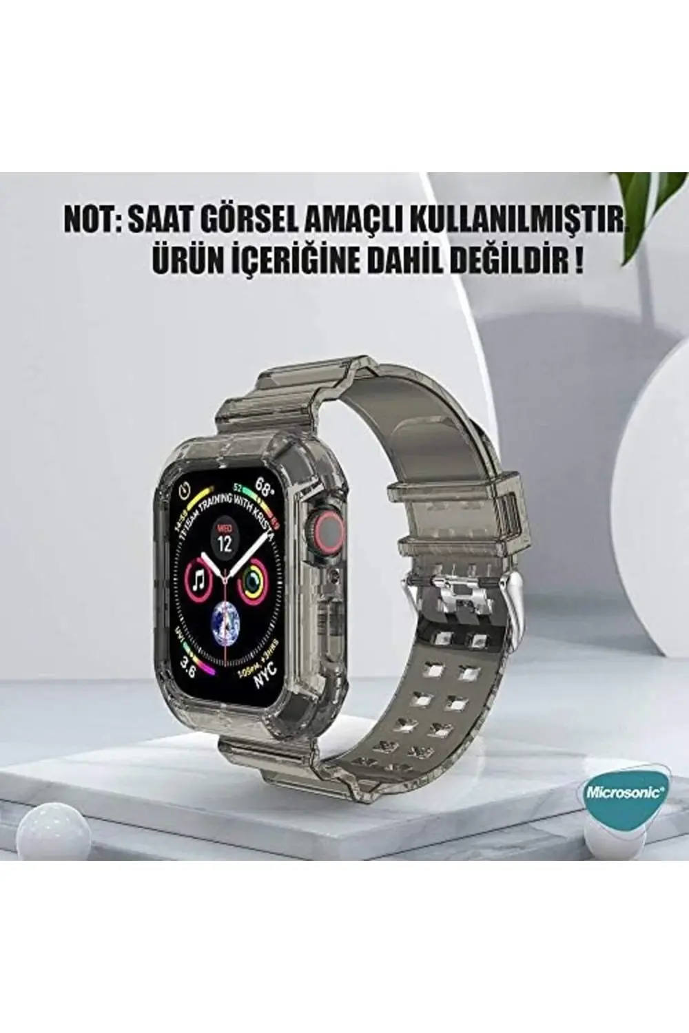 Series 8 41mm için Kordon Transparent Clear Band Siyah 395519