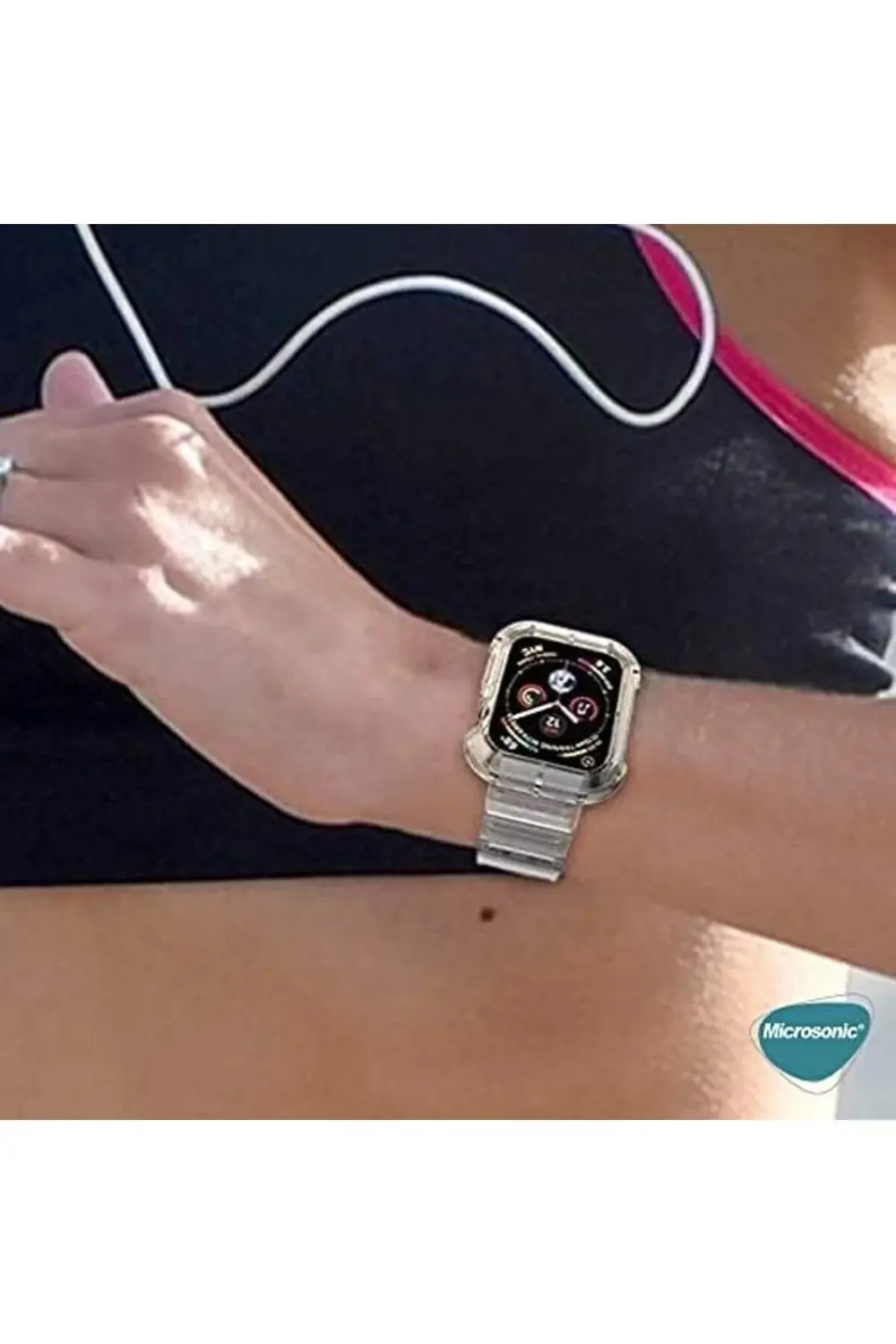 Series 8 45mm için Kordon Transparent Clear Band Siyah 395519