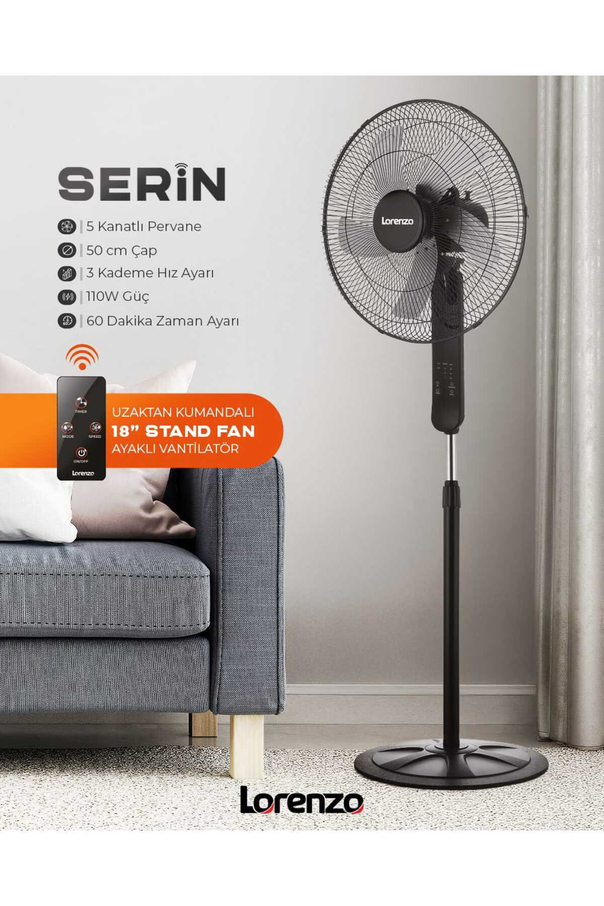 serin uzaktan kumandalı vantilatör