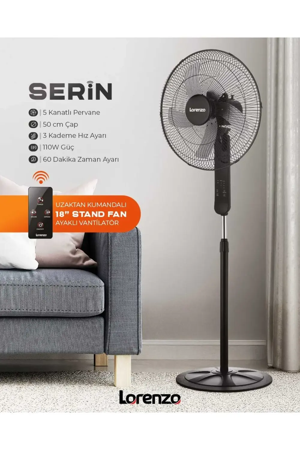 serin uzaktan kumandalı vantilatör