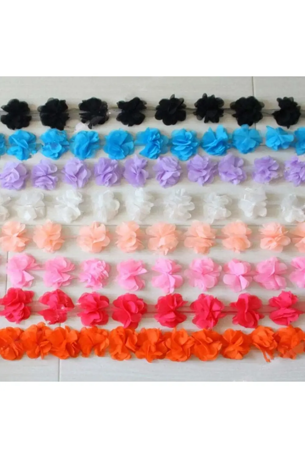 Tuhafiyecimiz Şerit Şifon Çiçek 9 Metre Top Halinde. Lazer Kesim Tülden Çiçek M