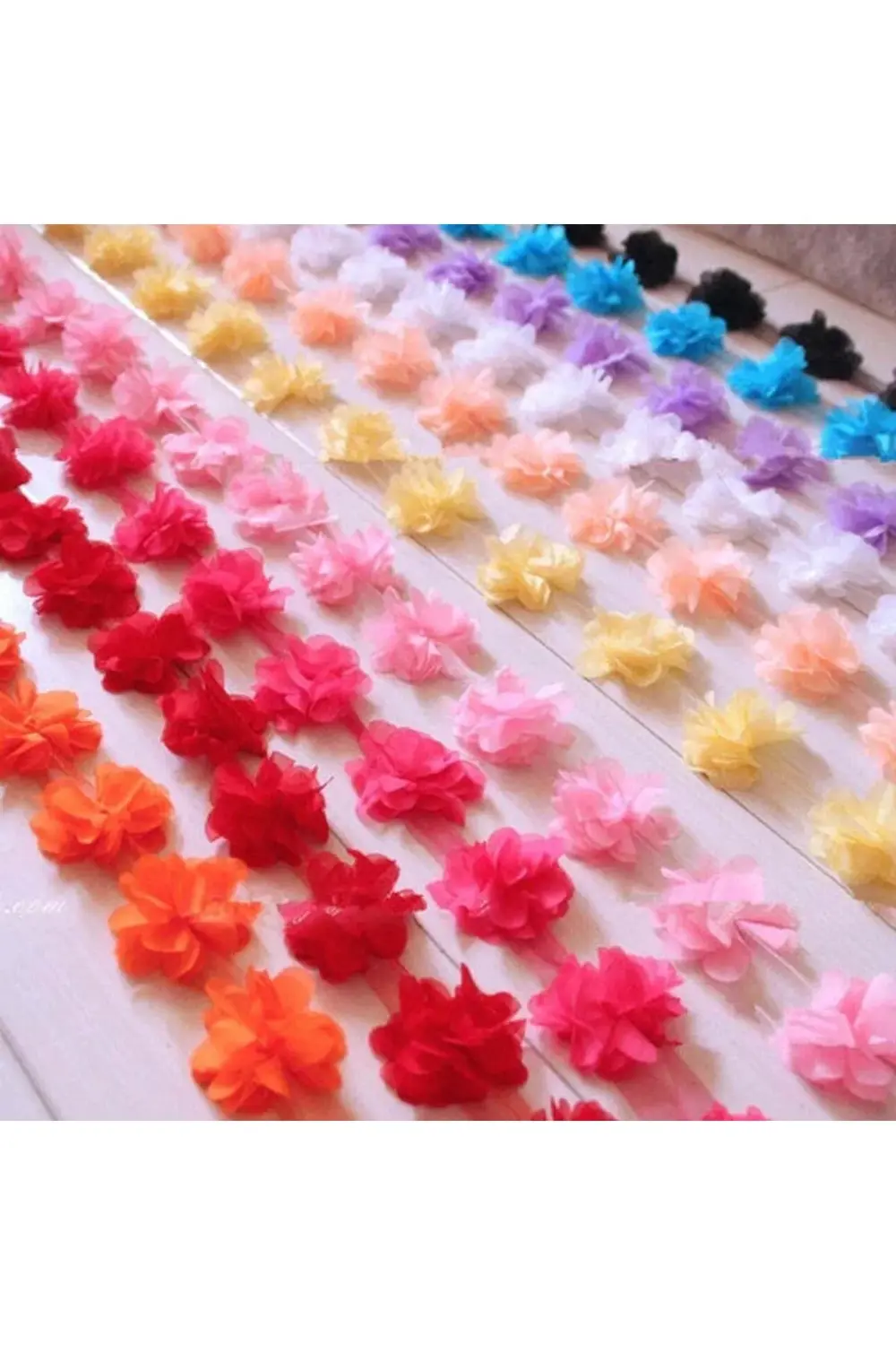 Şerit Şifon Çiçek 9 Metre Top Halinde. Lazer Kesim Tülden Çiçek K