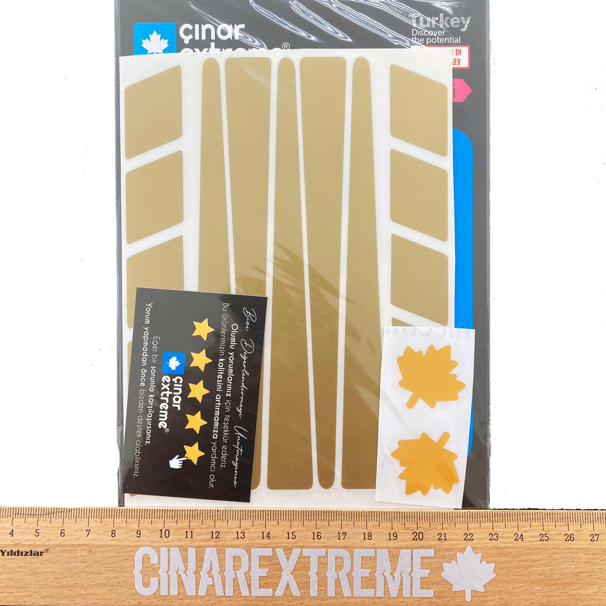 Çınar Extreme Şerit Tasarımlı Yaldızlı Gold Motosiklet Kask Sticker Çınar Extre