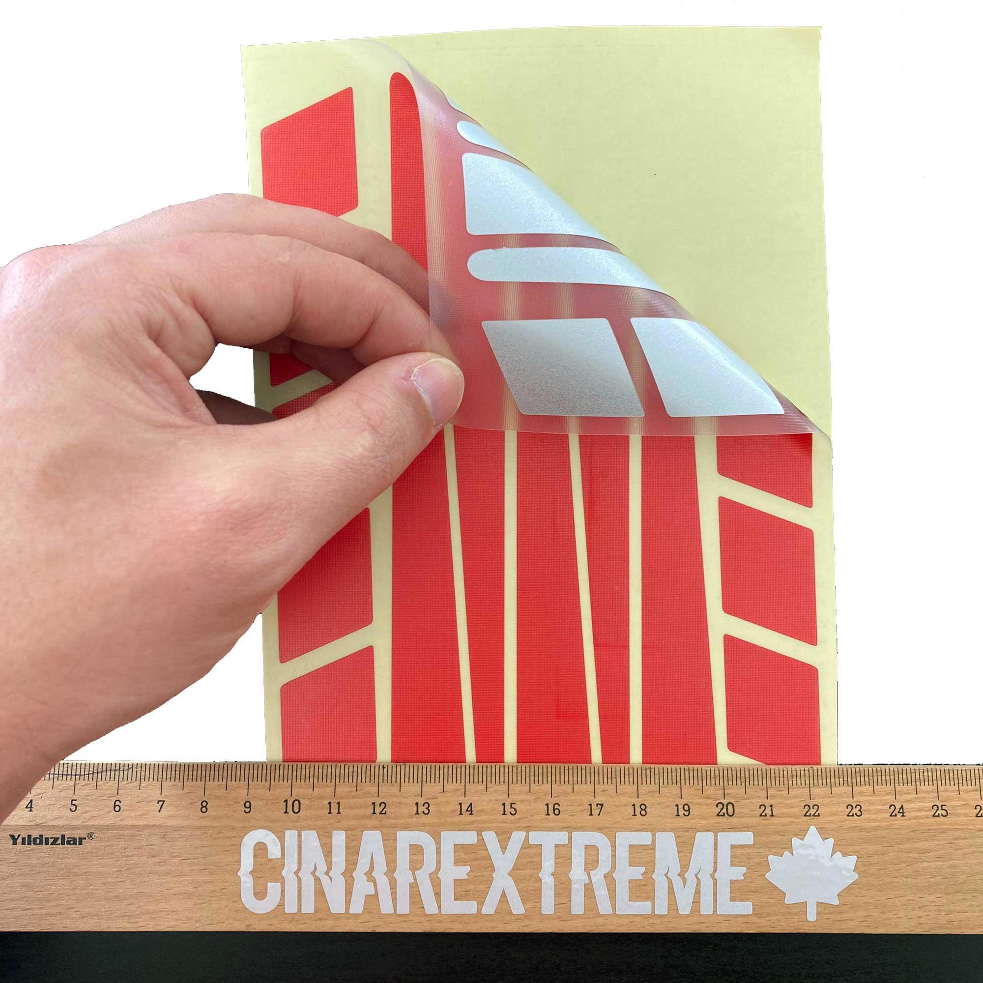 Çınar Extreme Şerit Tasarımlı Reflektif Kırmızı Motosiklet Kask Sticker Çınar E