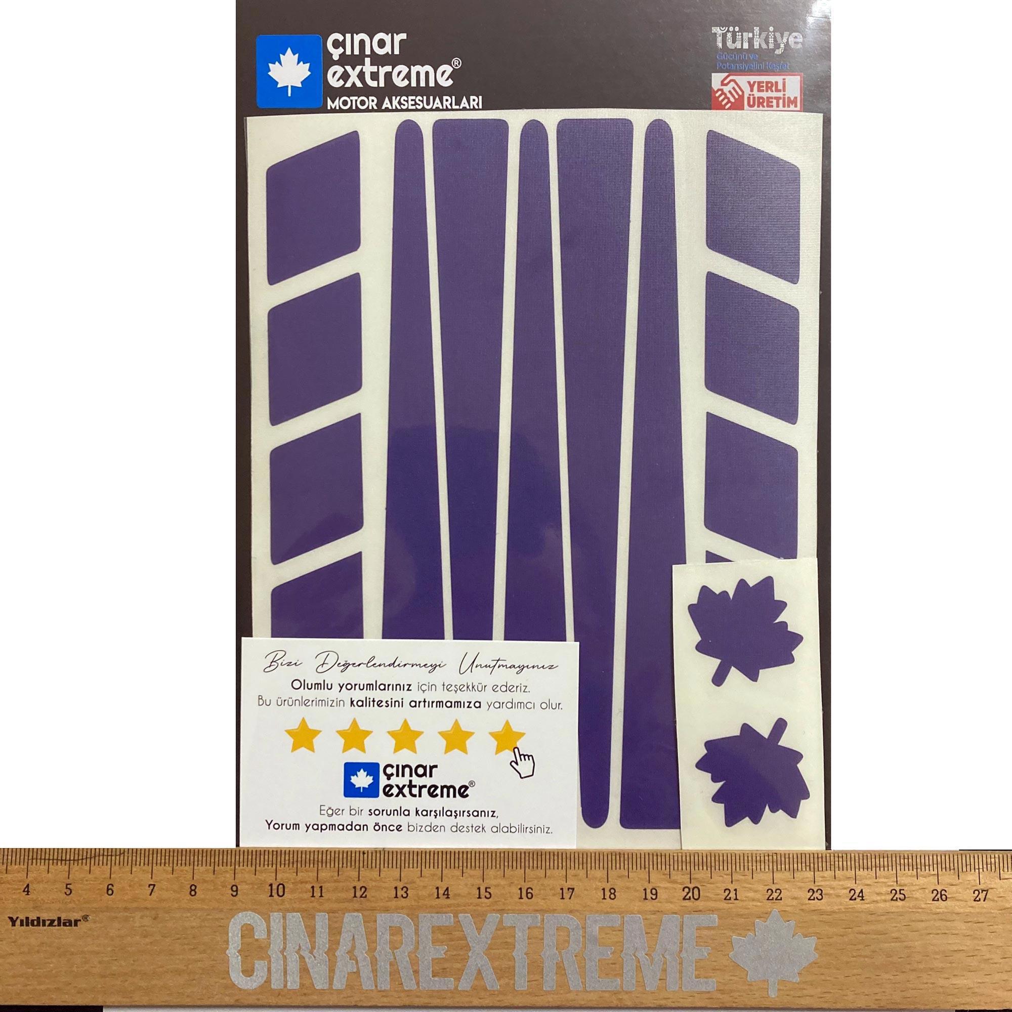 Çınar Extreme Şerit Tasarımlı Patlıcan Moru Motosiklet Kask Sticker Çınar Extre