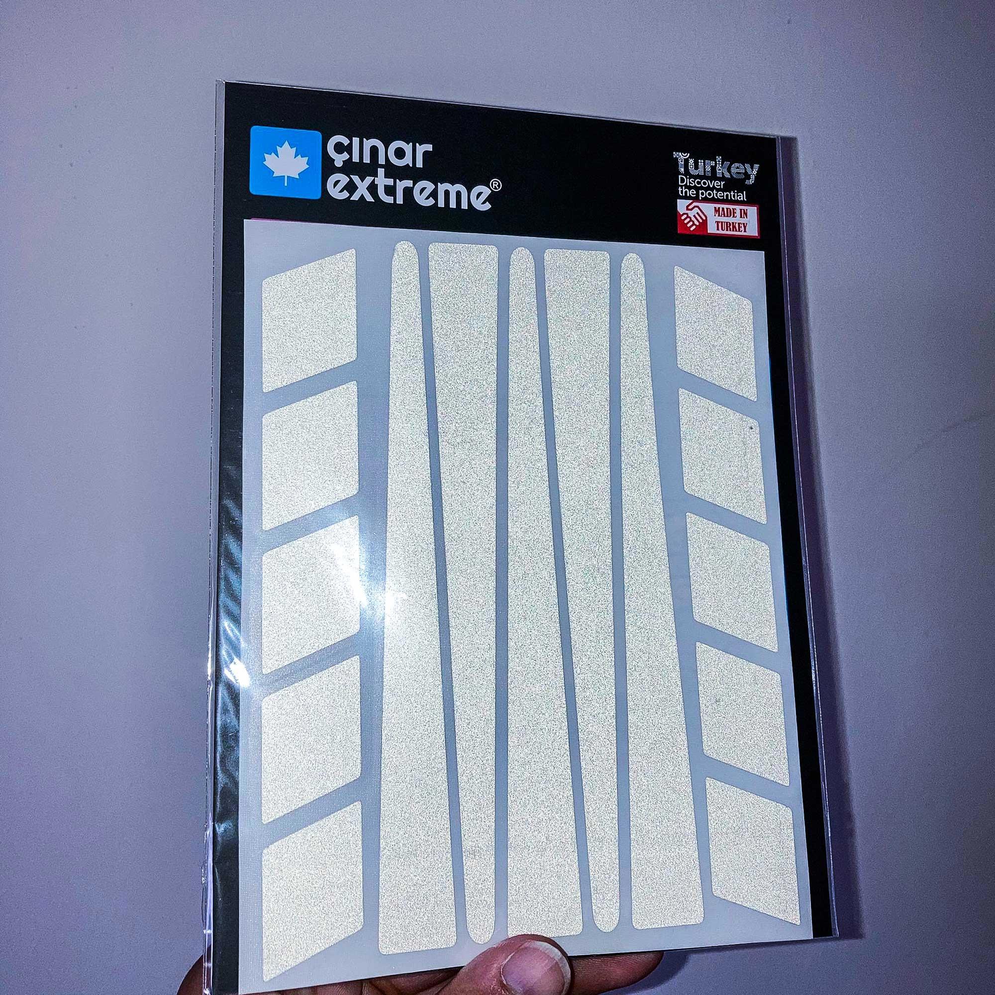 Çınar Extreme Şerit Tasarımlı Motosiklet Kask Sticker Reflektif, Floresan, Düz,