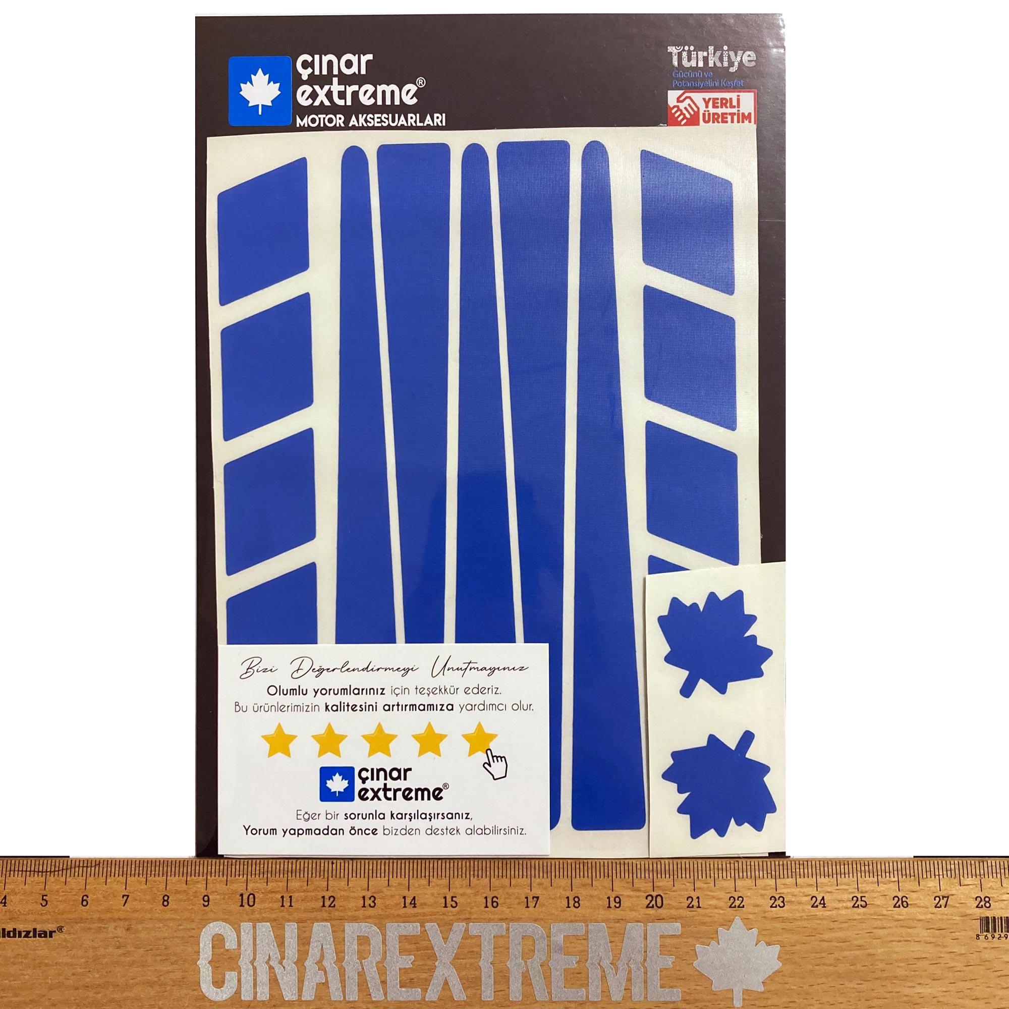 Çınar Extreme Şerit Tasarımlı Azur Mavi Motosiklet Kask Sticker  