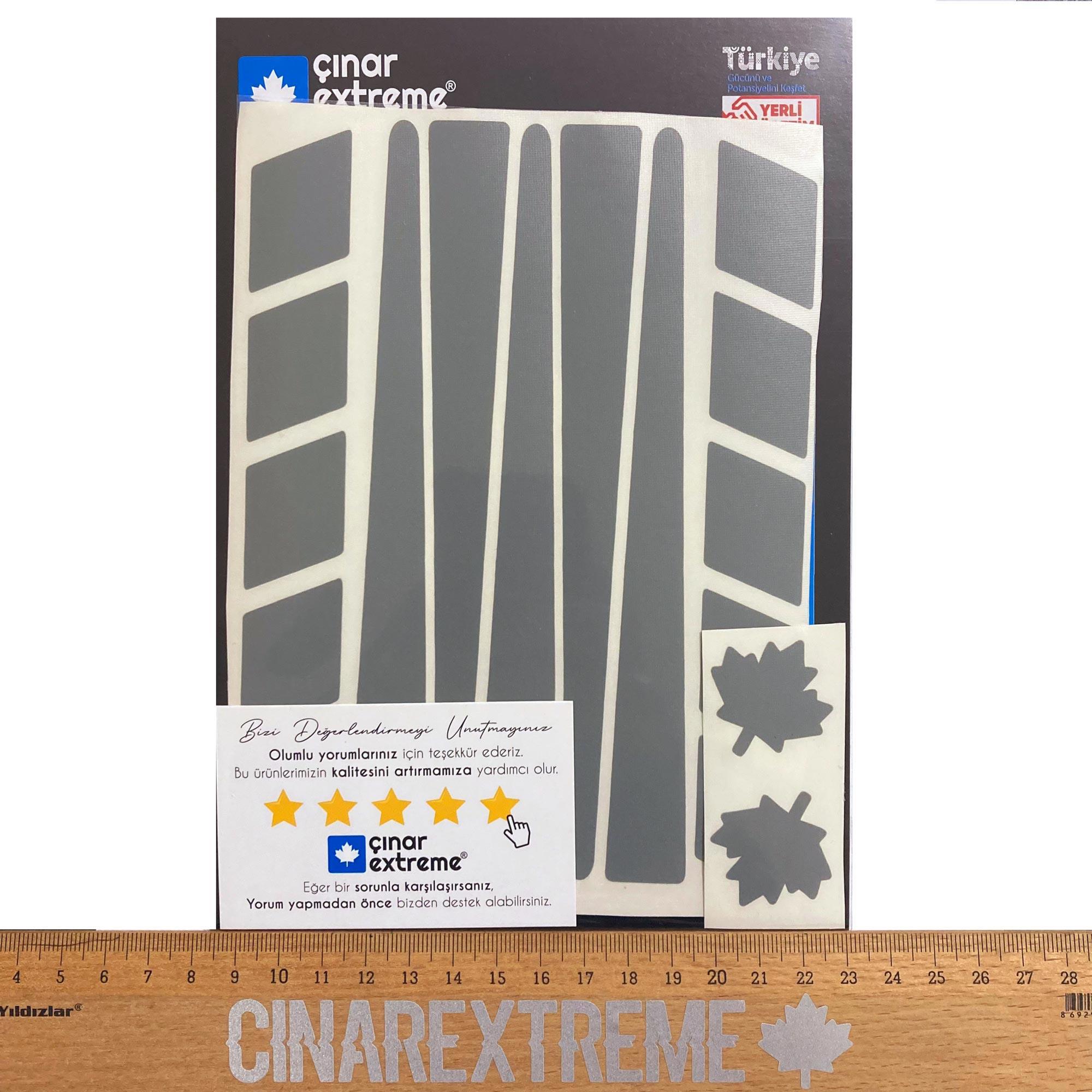 Çınar Extreme Şerit Tasarımlı Taş Grisi Motosiklet Kask Sticker  