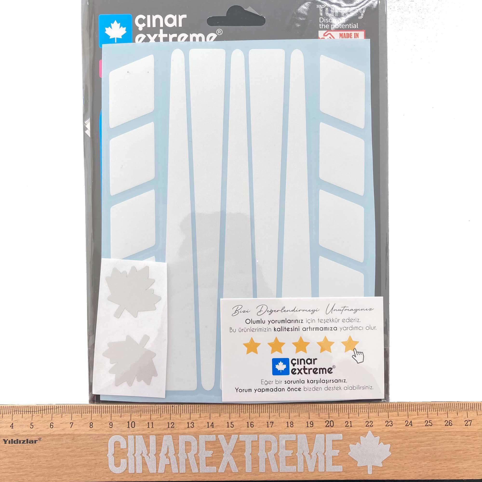 Çınar Extreme Şerit Tasarımlı Süt Beyaz Motosiklet Kask Sticker  