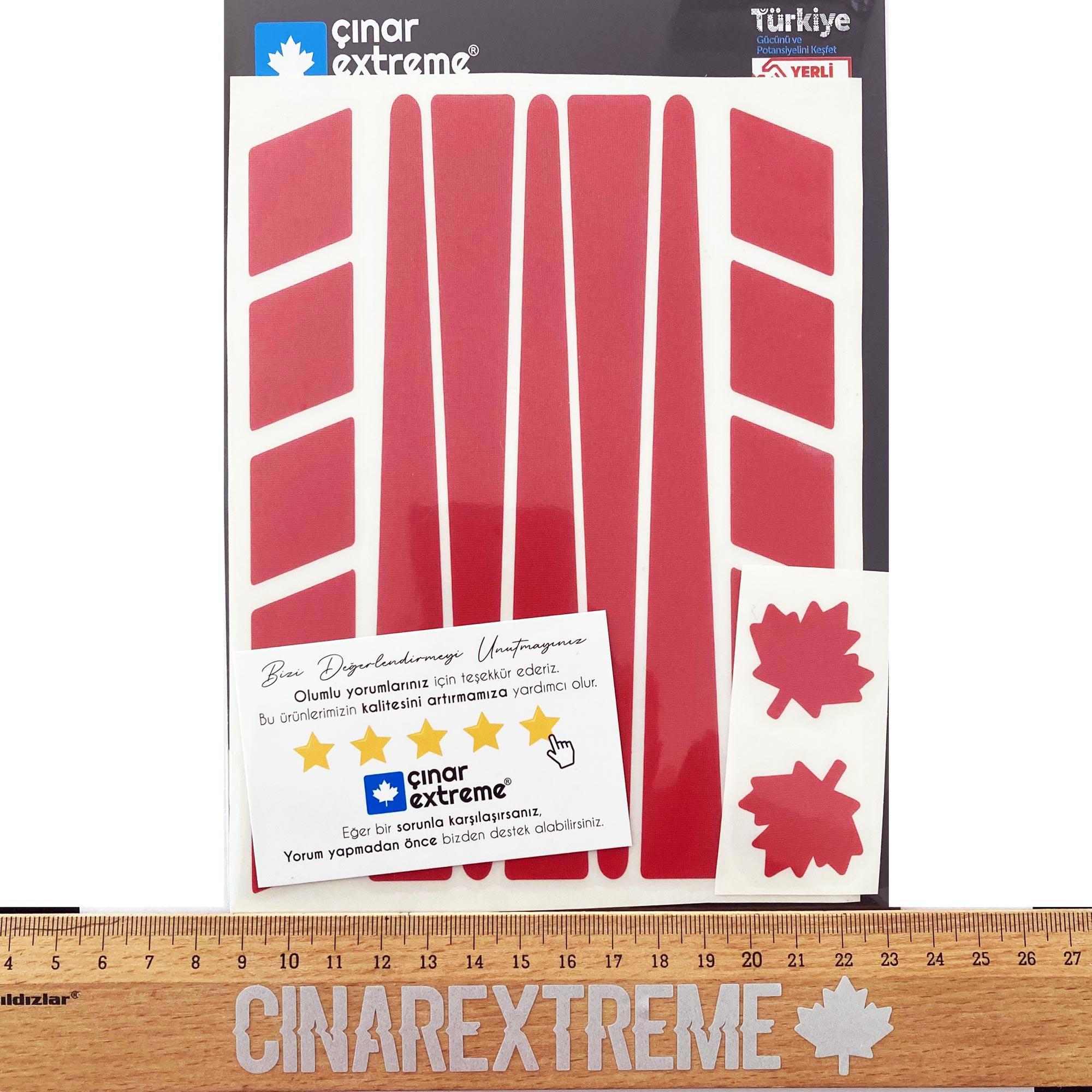 Çınar Extreme Şerit Tasarımlı Bayrak Kırmızı Motosiklet Kask Sticker Çınar Extr