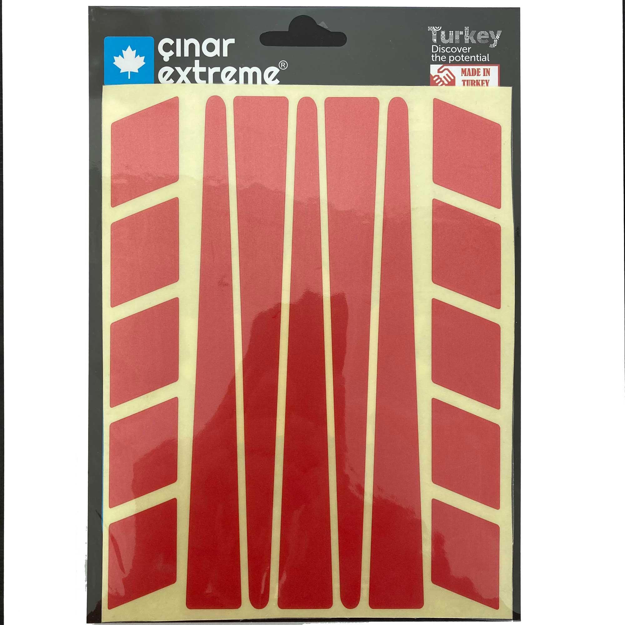 Çınar Extreme Şerit Tasarımlı Reflektif Kırmızı Motosiklet Kask Sticker Çınar E