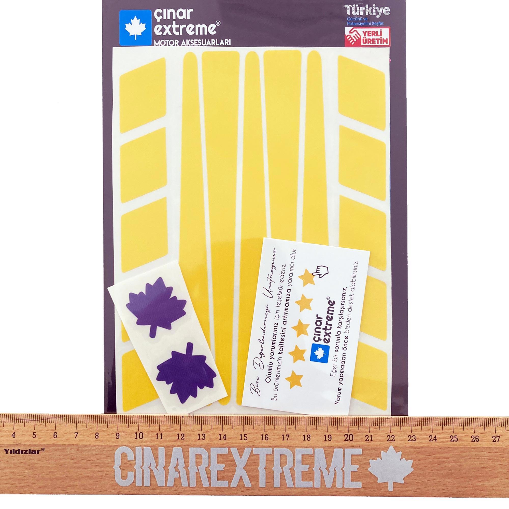 Çınar Extreme Şerit Tasarımlı Taksi Sarısı Motosiklet Kask Sticker Çınar Extrem