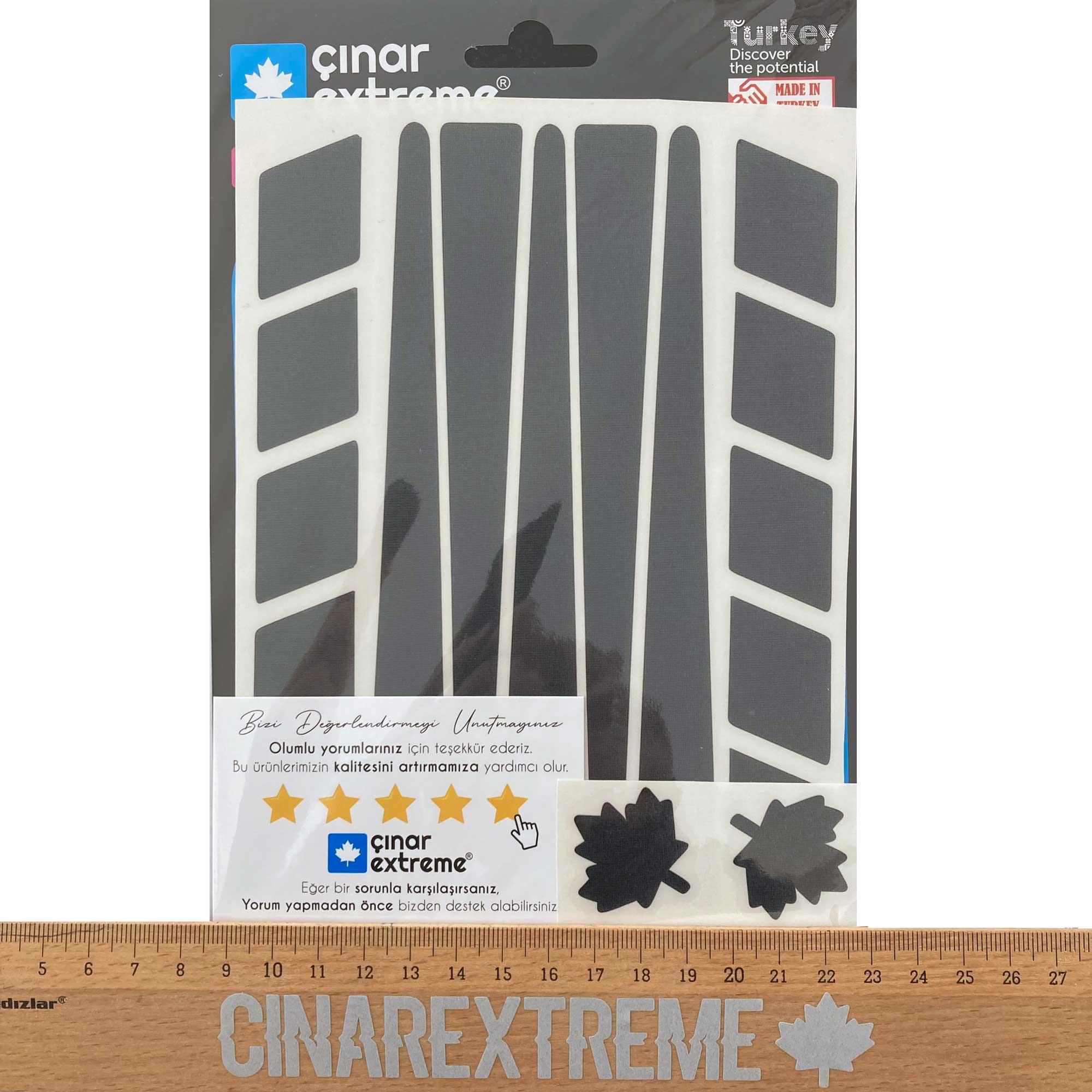 Çınar Extreme Şerit Tasarımlı Jet Siyah Çamurluk Motosiklet Sticker Çınar Extre