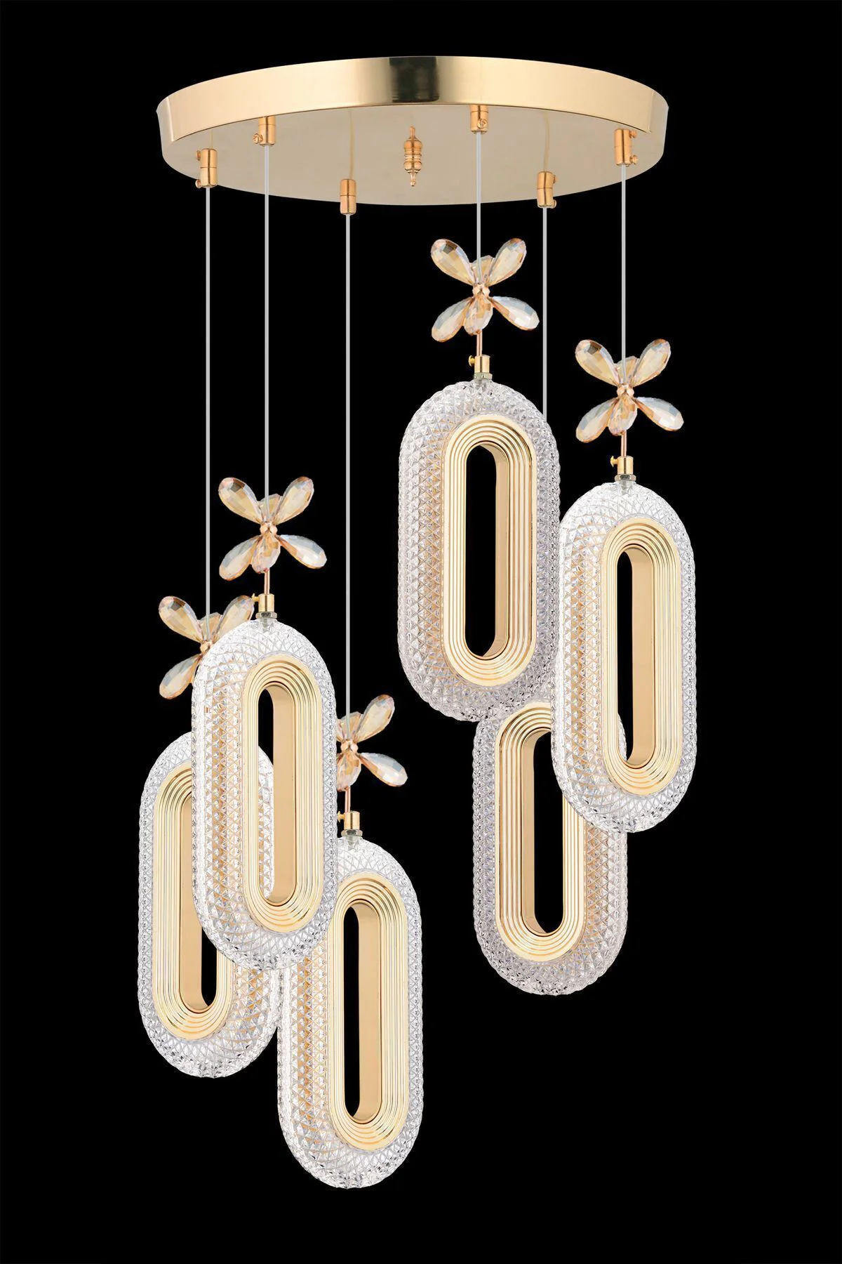 SERRA Model 6'lı Gold 3 Renk Modu Ledli Modern Salon Mutfak Oturma Odası Led Avize