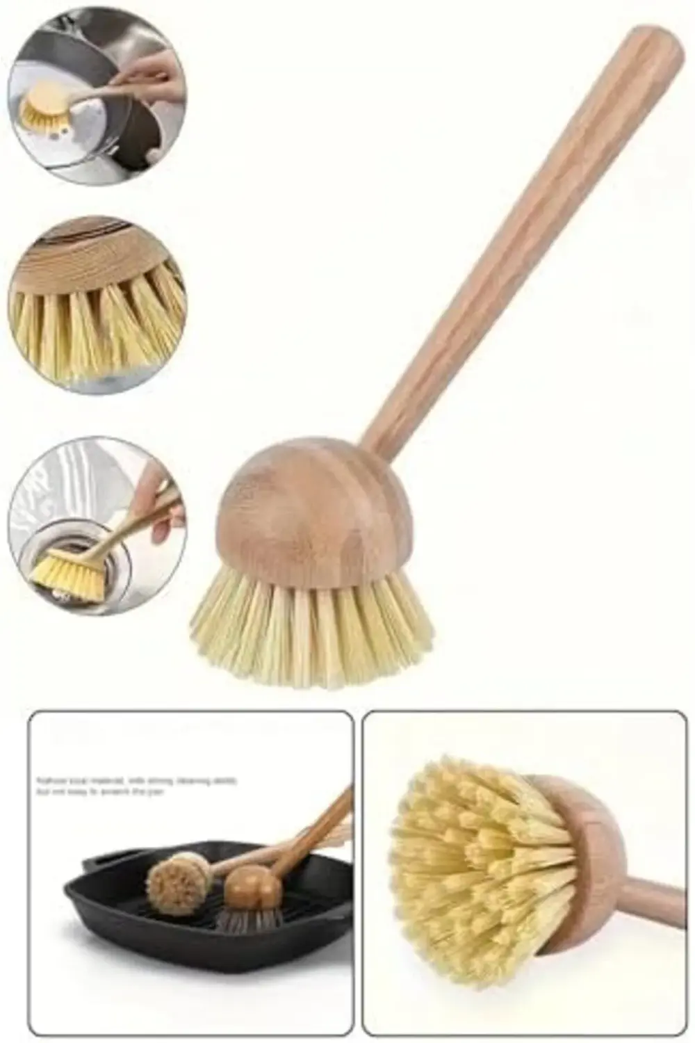 Sert Kıllı Bambu Saplı Ahşap Mutfak Temizlik Fırçası 21 Cm 117822