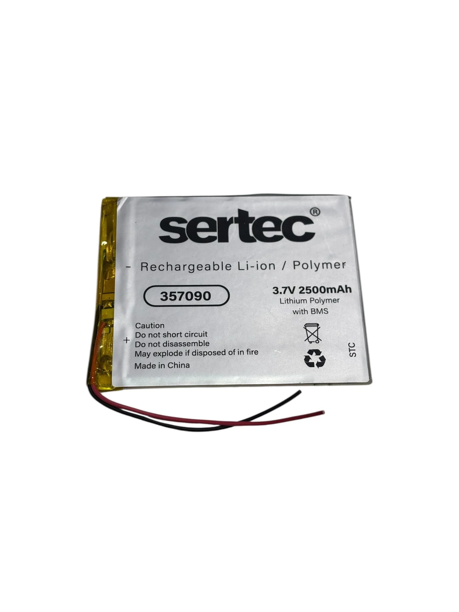 Sertec 357090 3.7v 2500 Mah Li-polymer Pil (devreli/1.5a) Sertec 357090 3.7v 2500 Mah Li-polymer Pil (devreli/1.5a)