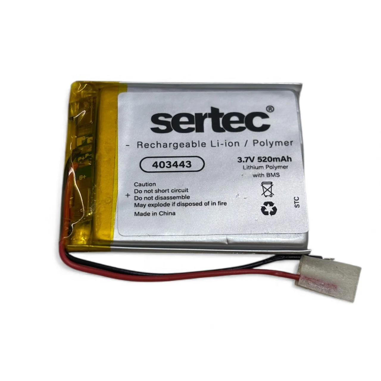 Sertec 403443 3.7v 520 Mah Li-polymer Pil (devreli/1.5a) Sertec 403443 3.7v 520 Mah Li-polymer Pil (devreli/1.5a)