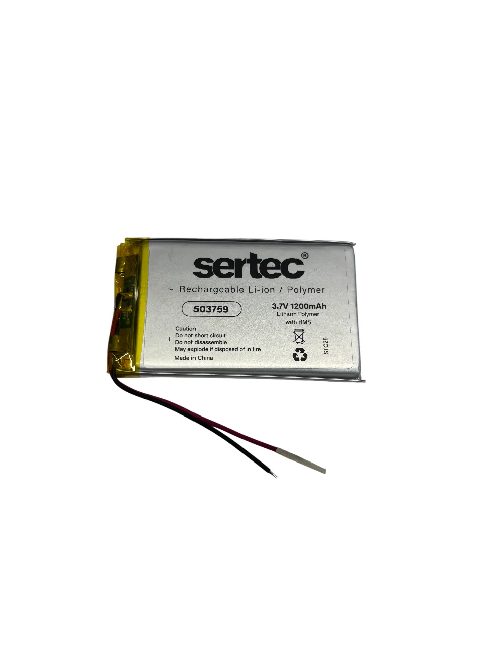 Sertec 503759 3.7V 1200 MAh Li-Polymer Pil (Devreli/1.5A) Sertec 503759 3.7V 1200 MAh Li-Polymer Pil (Devreli/1.5A)