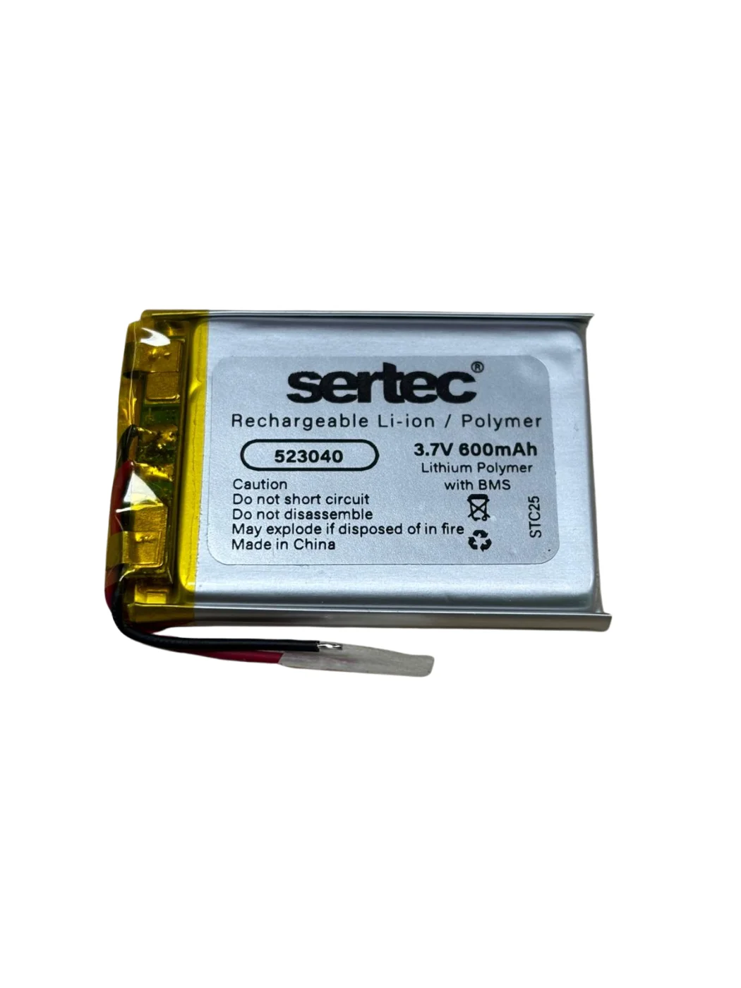 Sertec 523040 3.7V 600 MAh Li-Polymer Pil (Devreli/1.5A) Sertec 523040 3.7V 600 MAh Li-Polymer Pil (Devreli/1.5A)