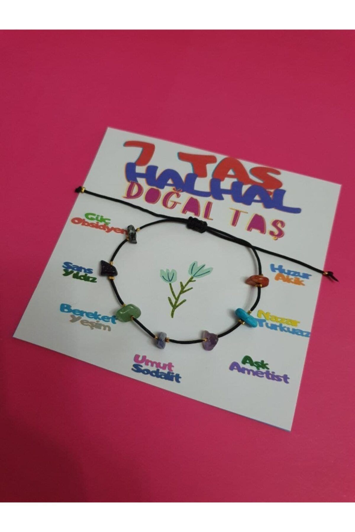 Gümüştel El Sanatlari Sertifikali 7 Doğal Taş İp Halhal
