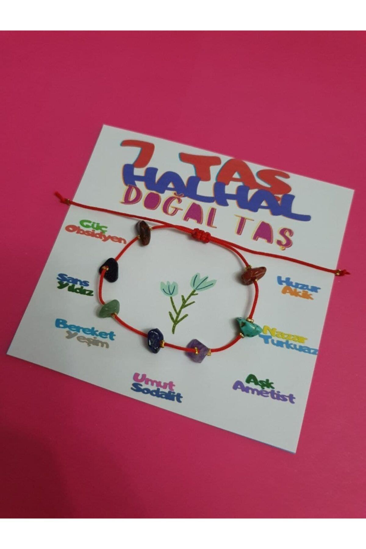 Gümüştel El Sanatlari Sertifikali 7 Doğal Taş İp Halhal