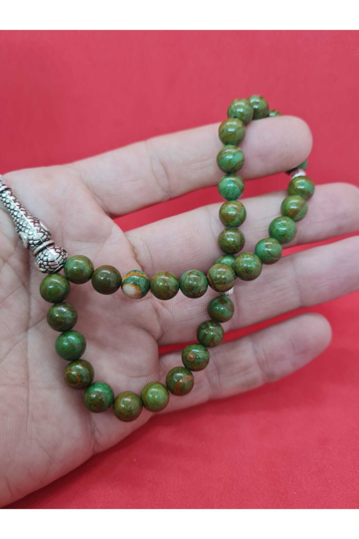 Gümüştel El Sanatlari Sertifikali Afrika Turkuaz Doğal Taş Tesbih 8 Mm