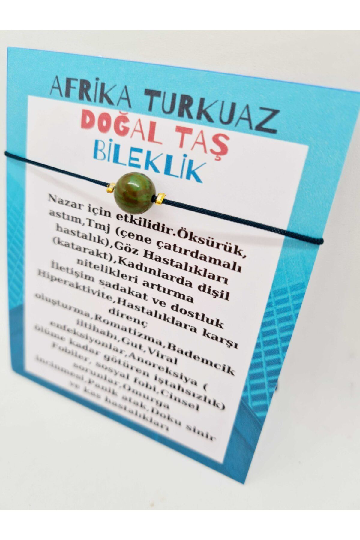 Sertifikalı Afrika Turkuaz Doğal Taş Bileklik