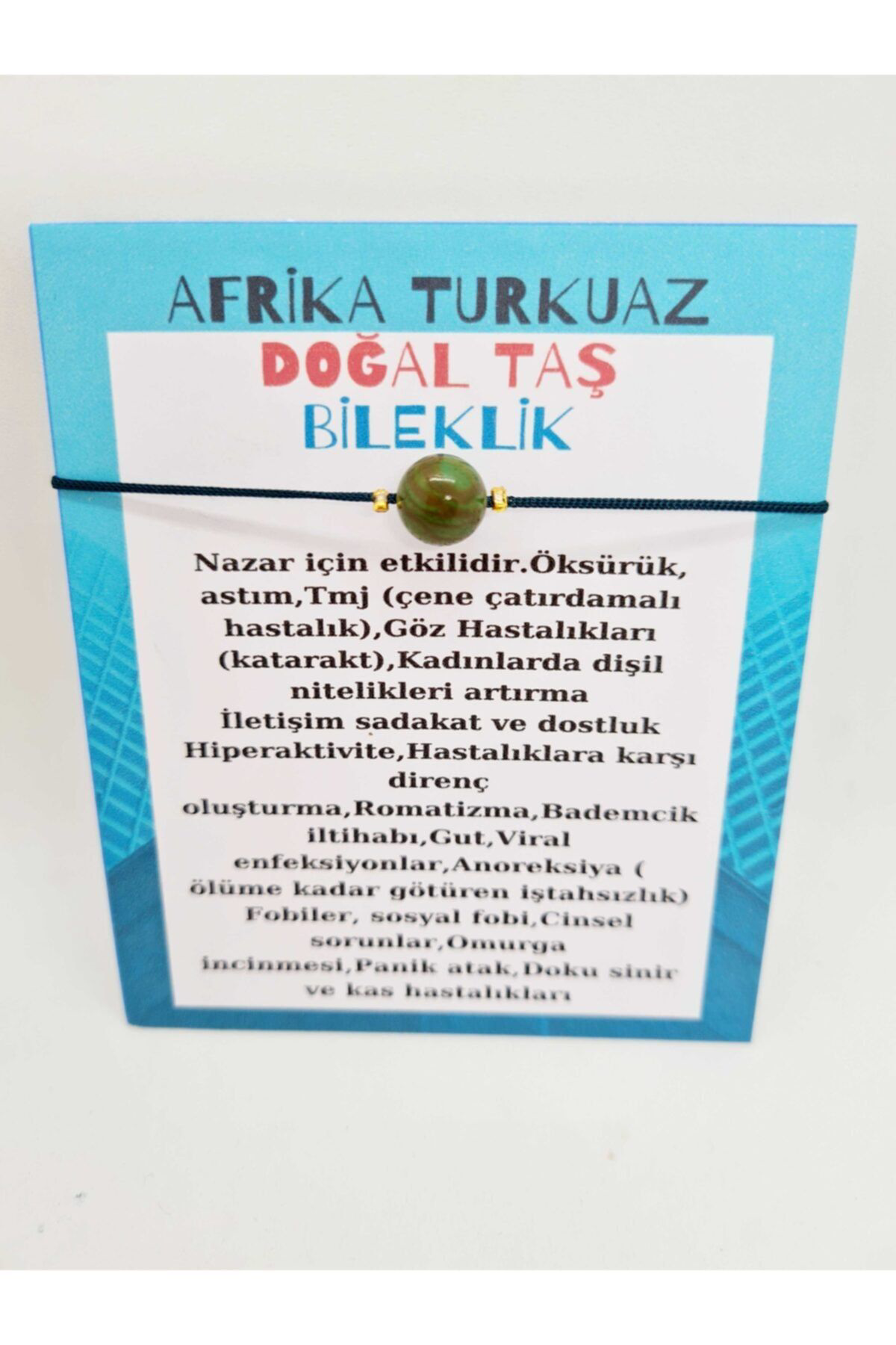 Sertifikalı Afrika Turkuaz Doğal Taş Bileklik