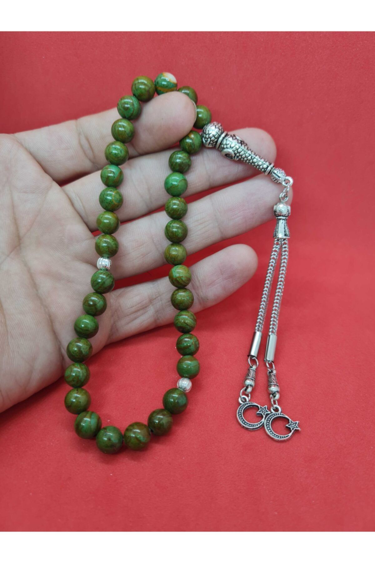 Gümüştel El Sanatlari Sertifikali Afrika Turkuaz Doğal Taş Tesbih 8 Mm
