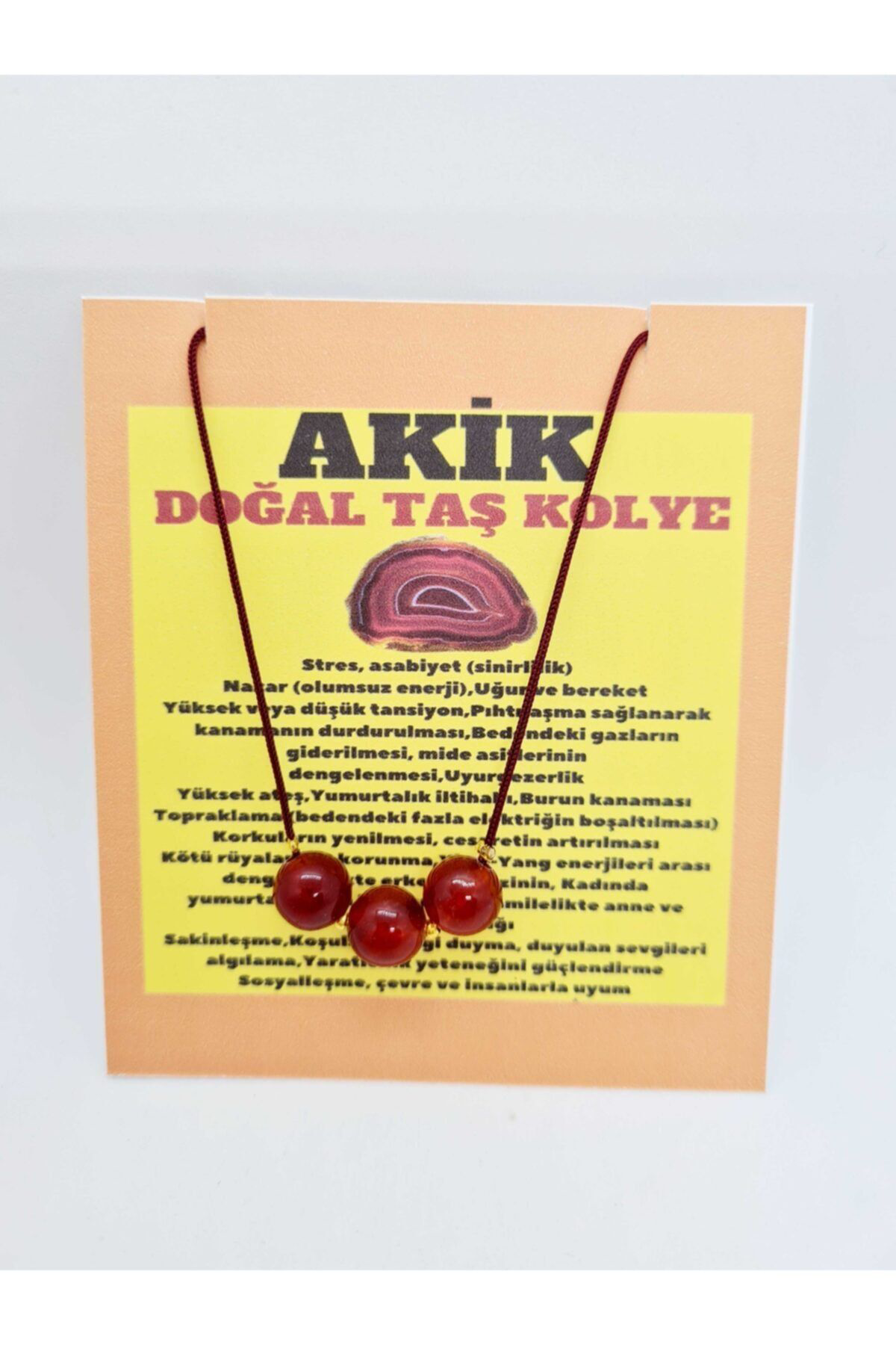 Sertifikalı Akik Doğal Taş Kolye Ayarlanabilir Orijinal Doğal Taş