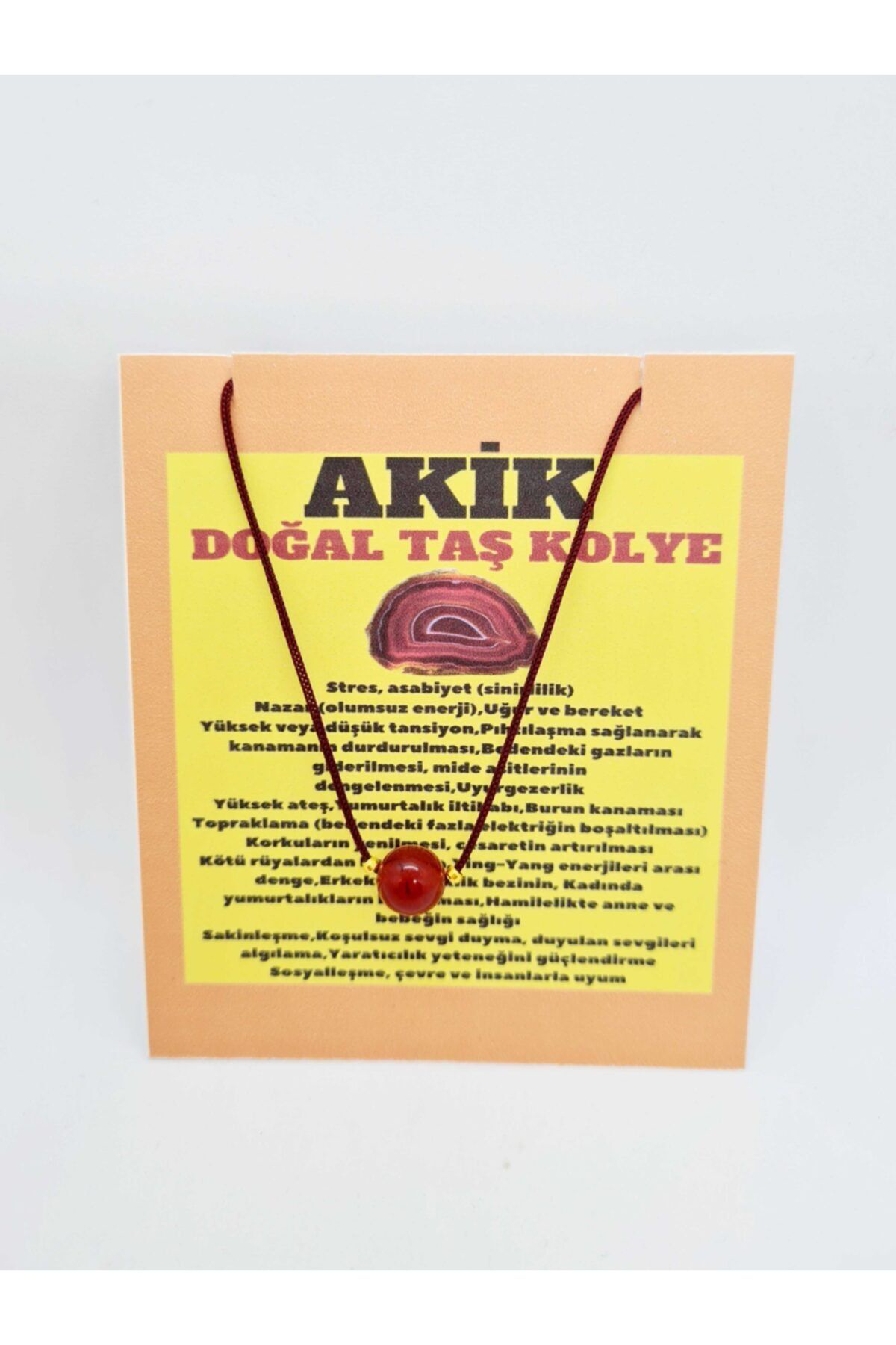 Sertifikalı Akik Doğal Taş Kolye Ayarlanabilir Doğal Taş Çok Fonk